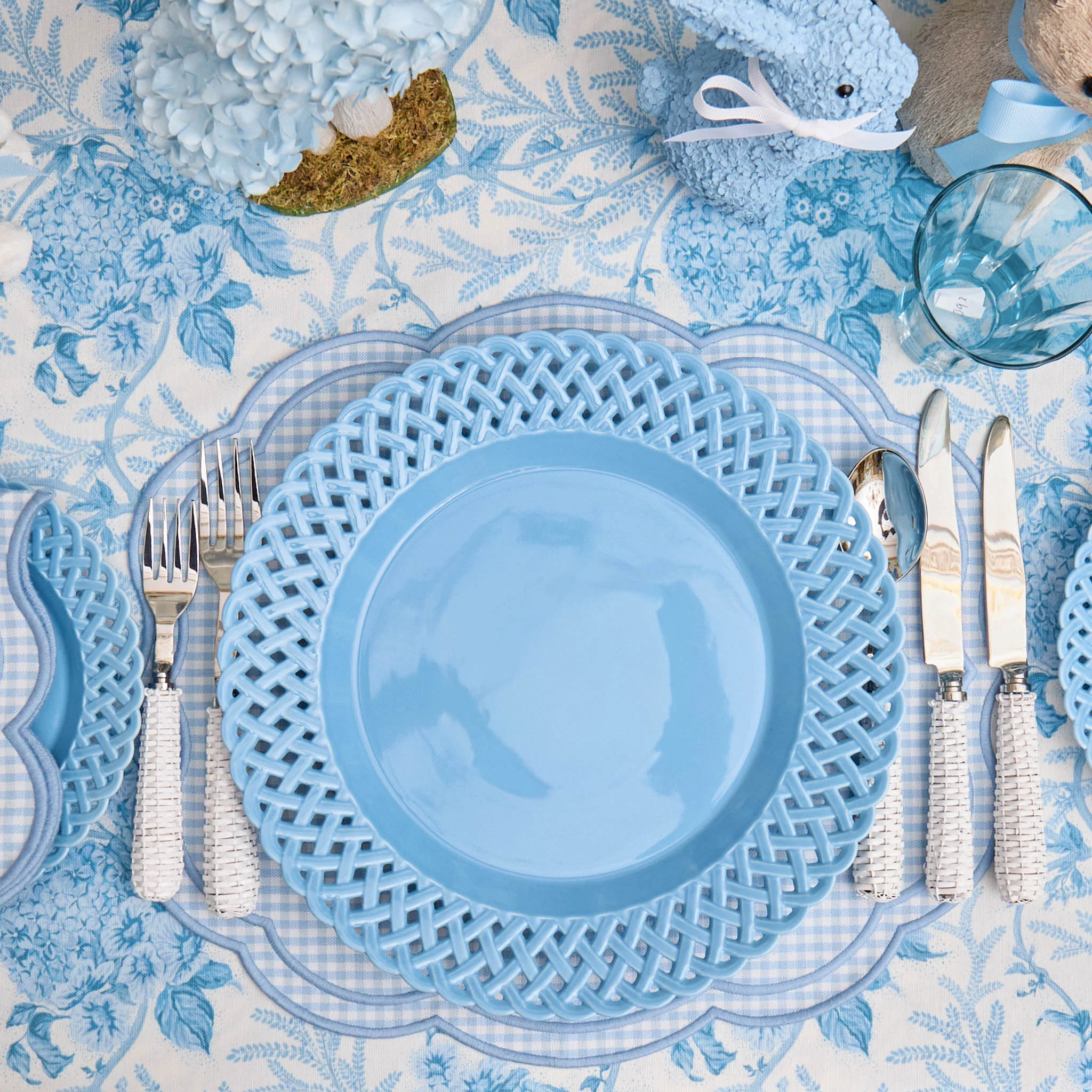 Blue Basketweave Dinner Plates (Set of 4) - Image 2