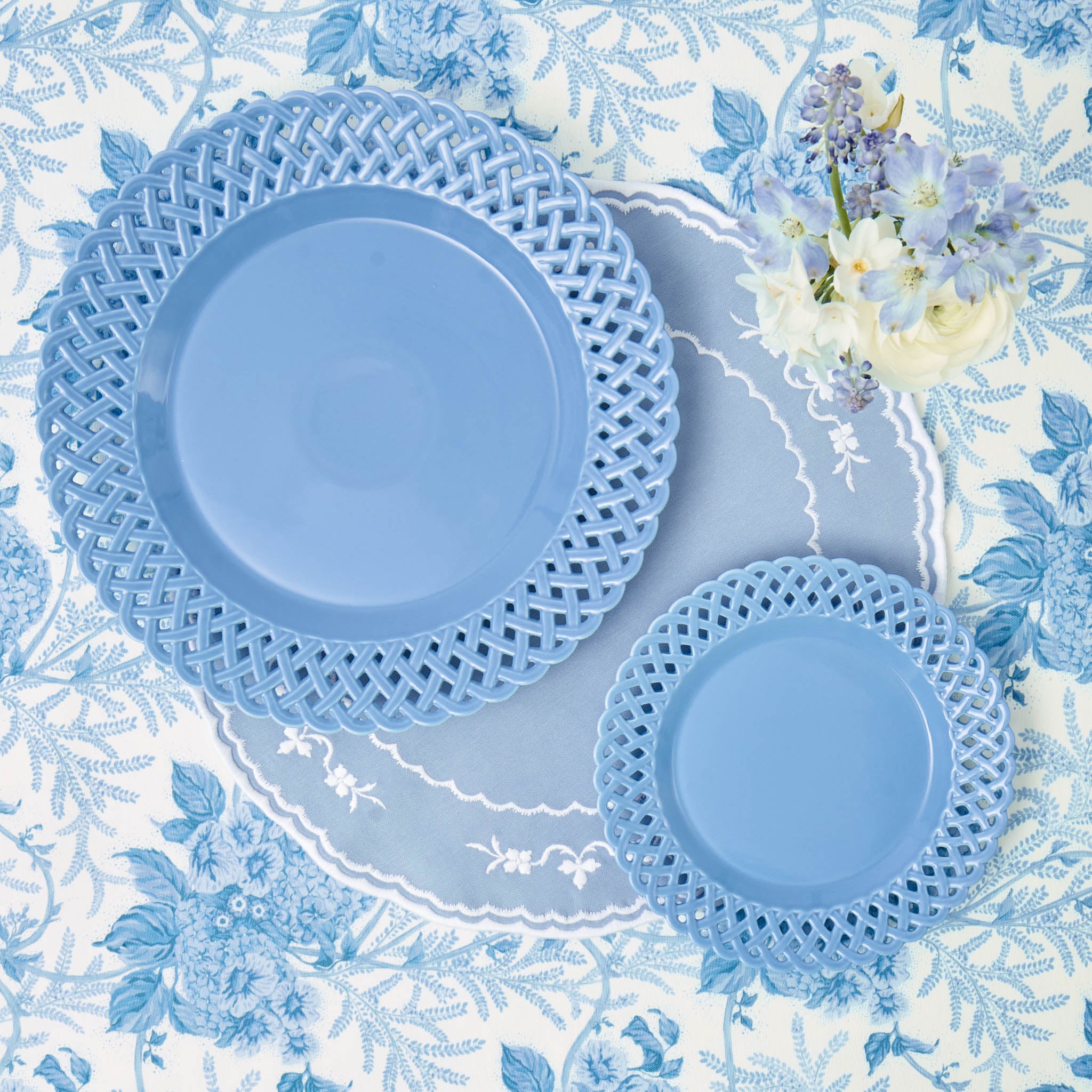 Blue Basketweave Dinner Plates (Set of 4) - Image 4