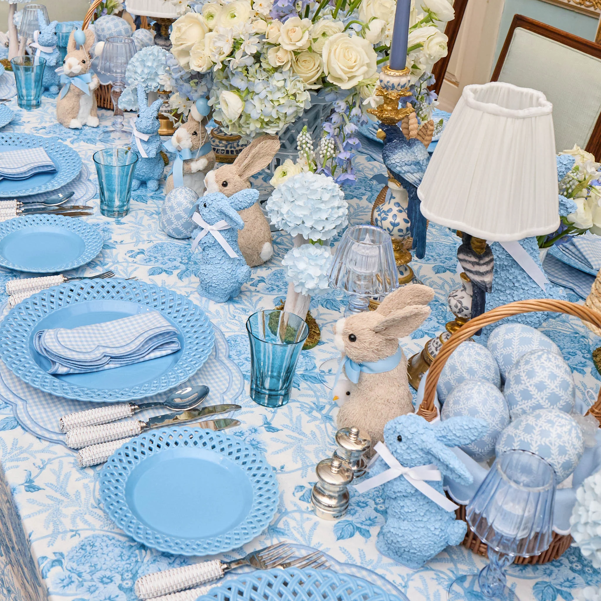 Blue Basketweave Dinner Plates (Set of 4) - Image 5