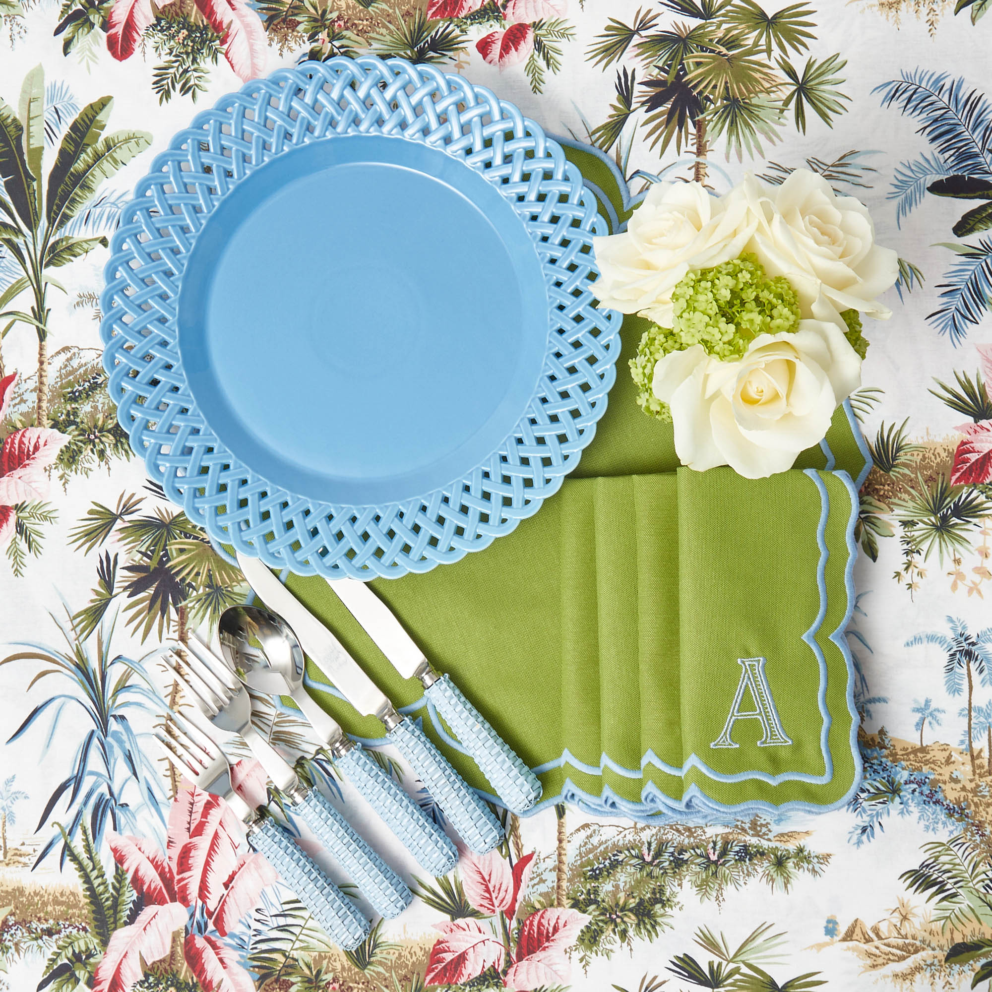 Blue Basketweave Dinner Plates (Set of 4) - Image 10