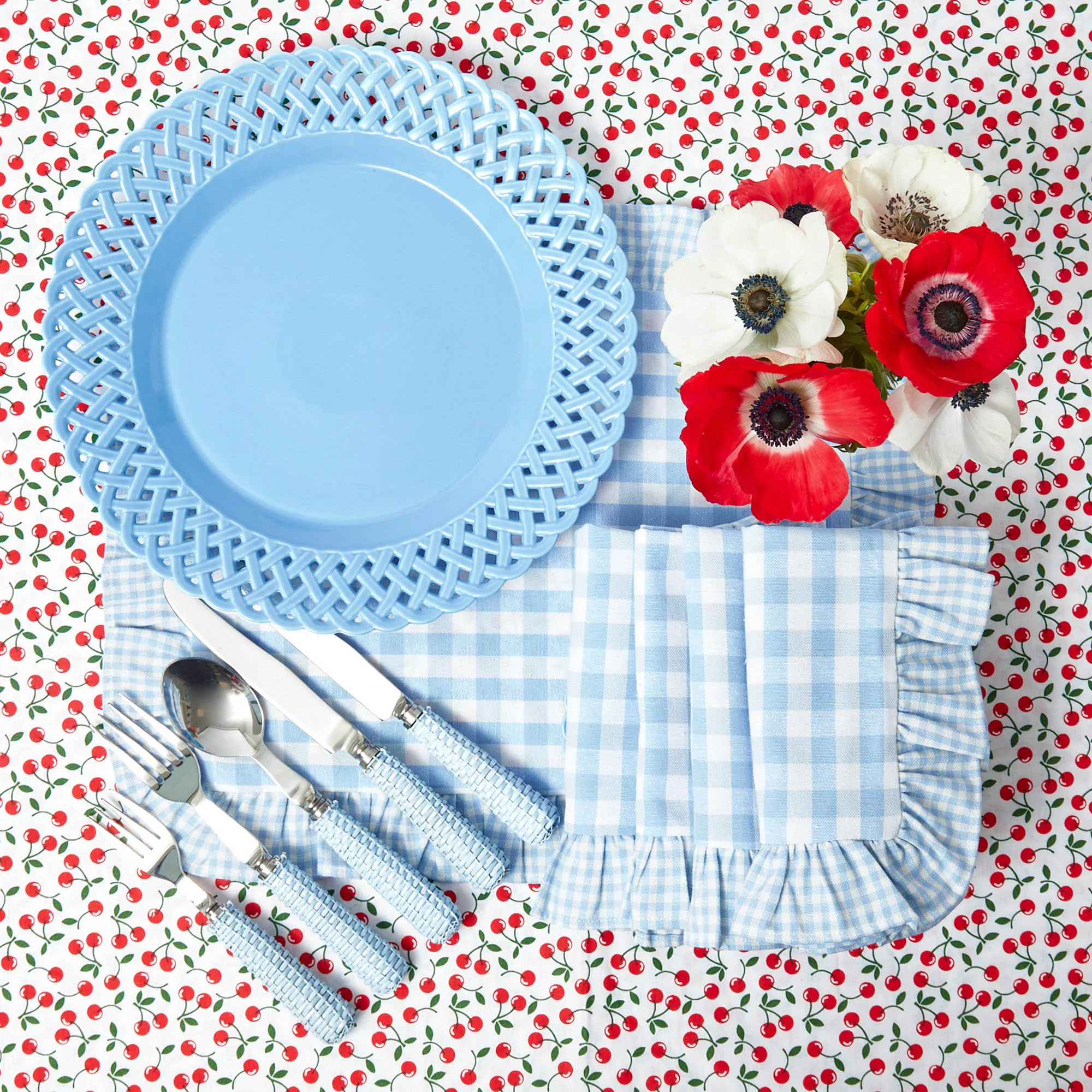 Blue Basketweave Dinner Plates (Set of 4) - Image 17