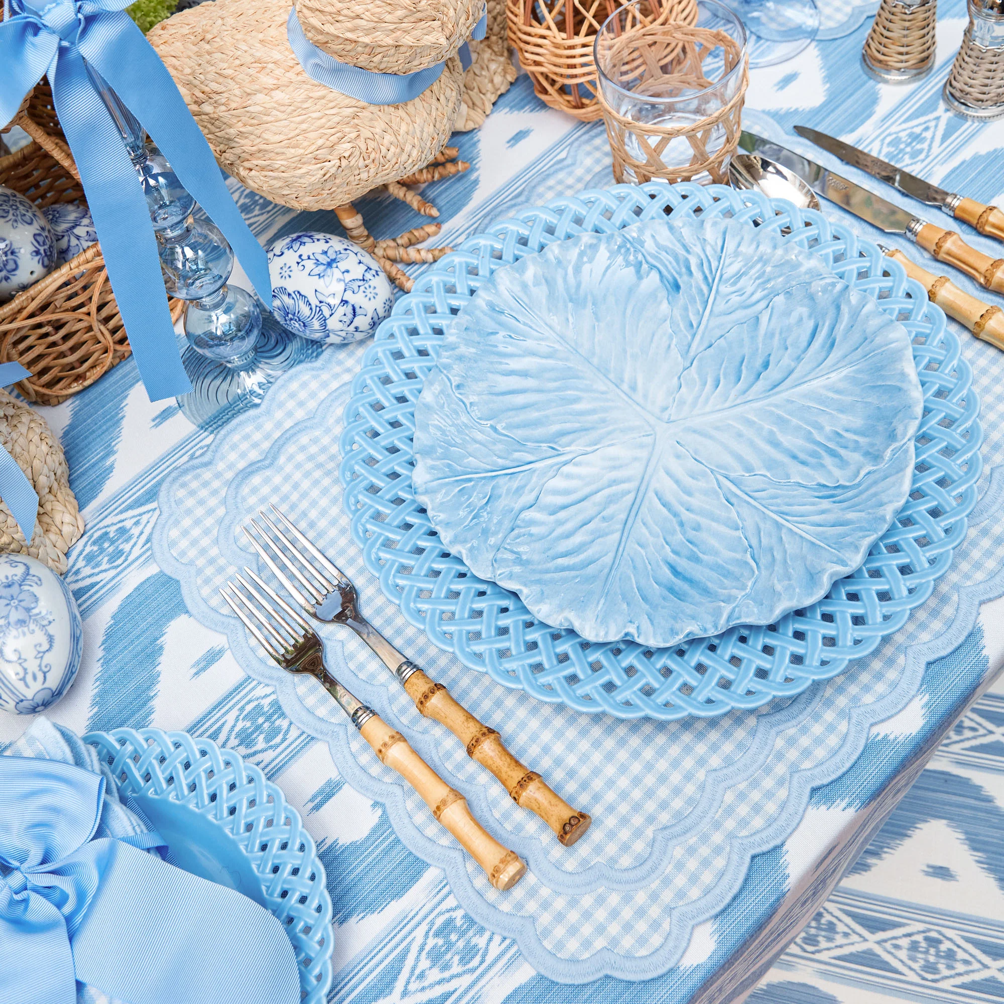 Blue Basketweave Dinner Plates (Set of 4) - Image 20