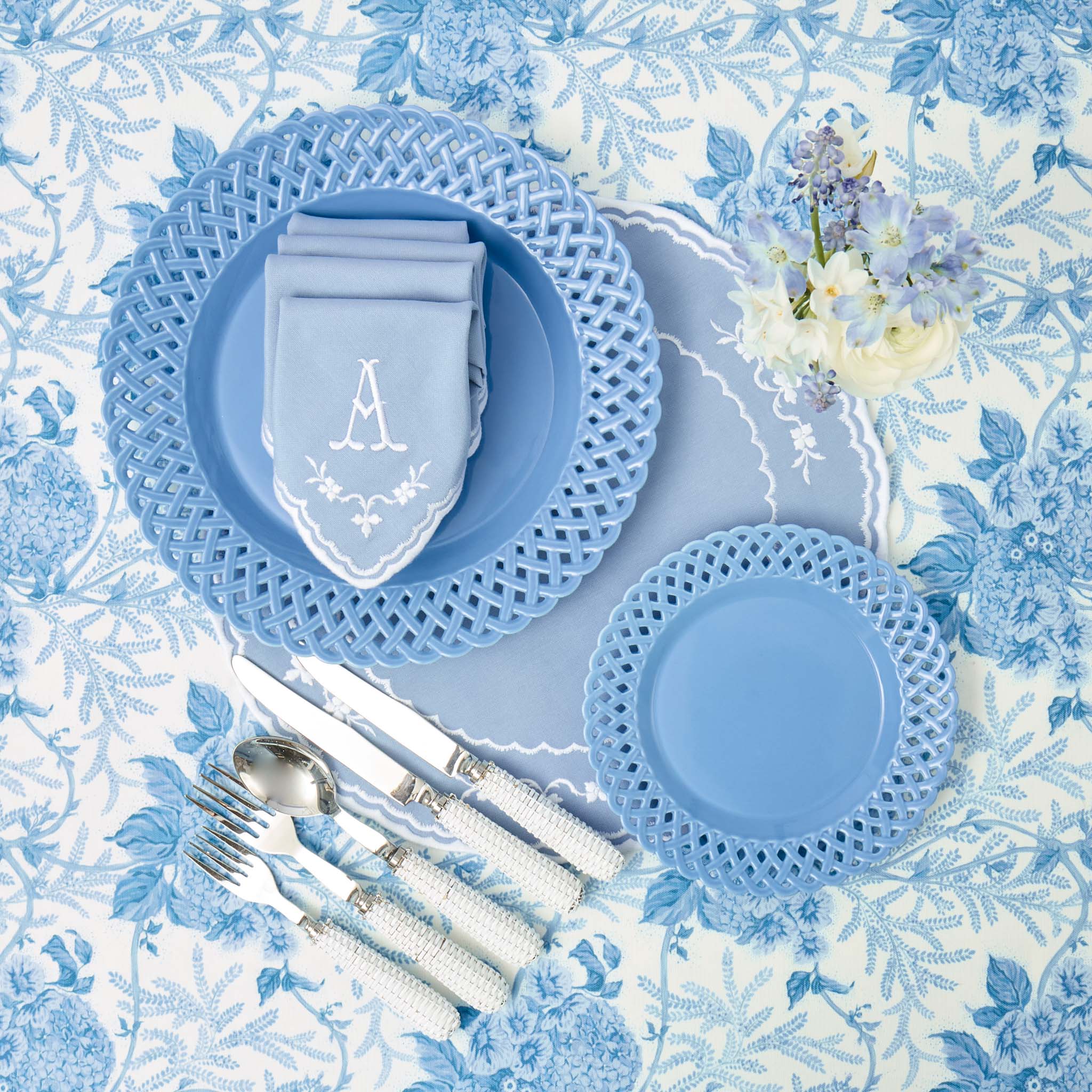 Blue Basketweave Starter Plates (Set of 4) - Image 4