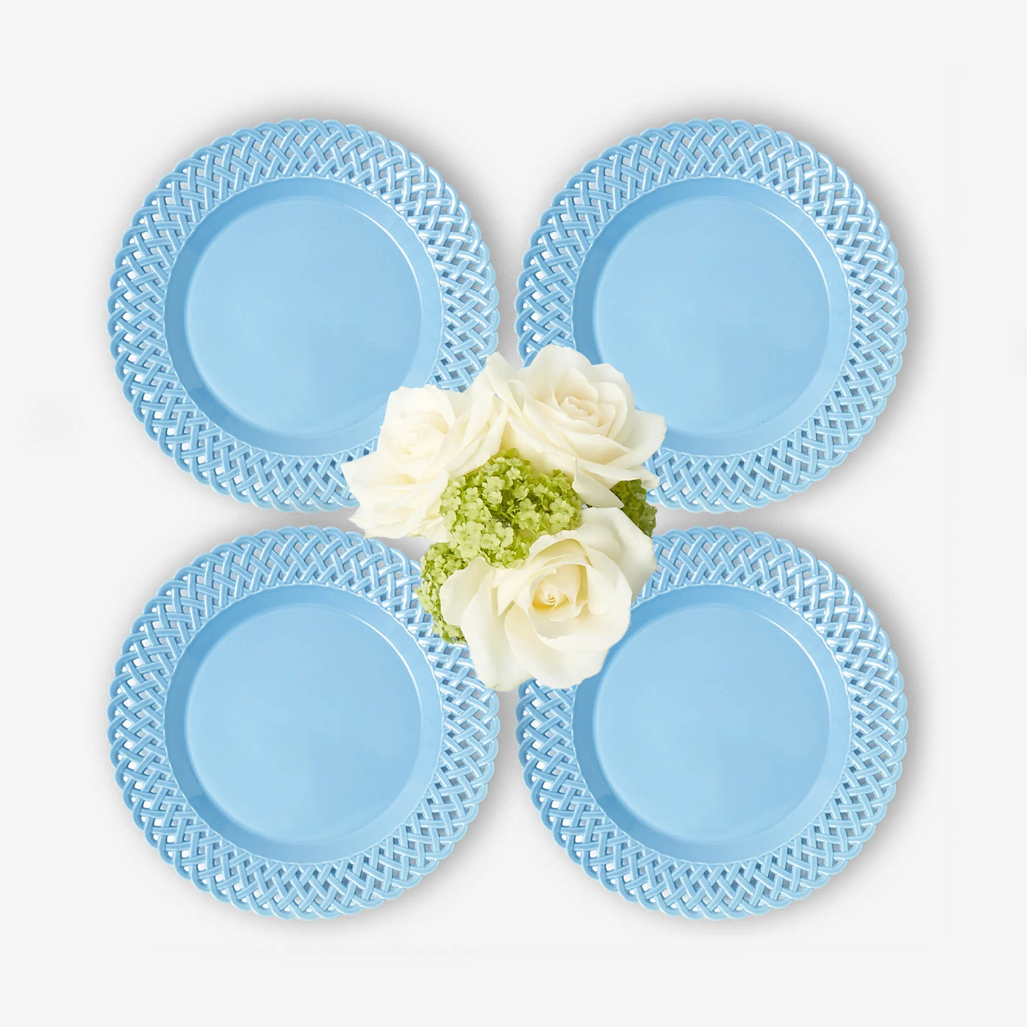 Blue Basketweave Starter Plates (Set of 4) - Image 7