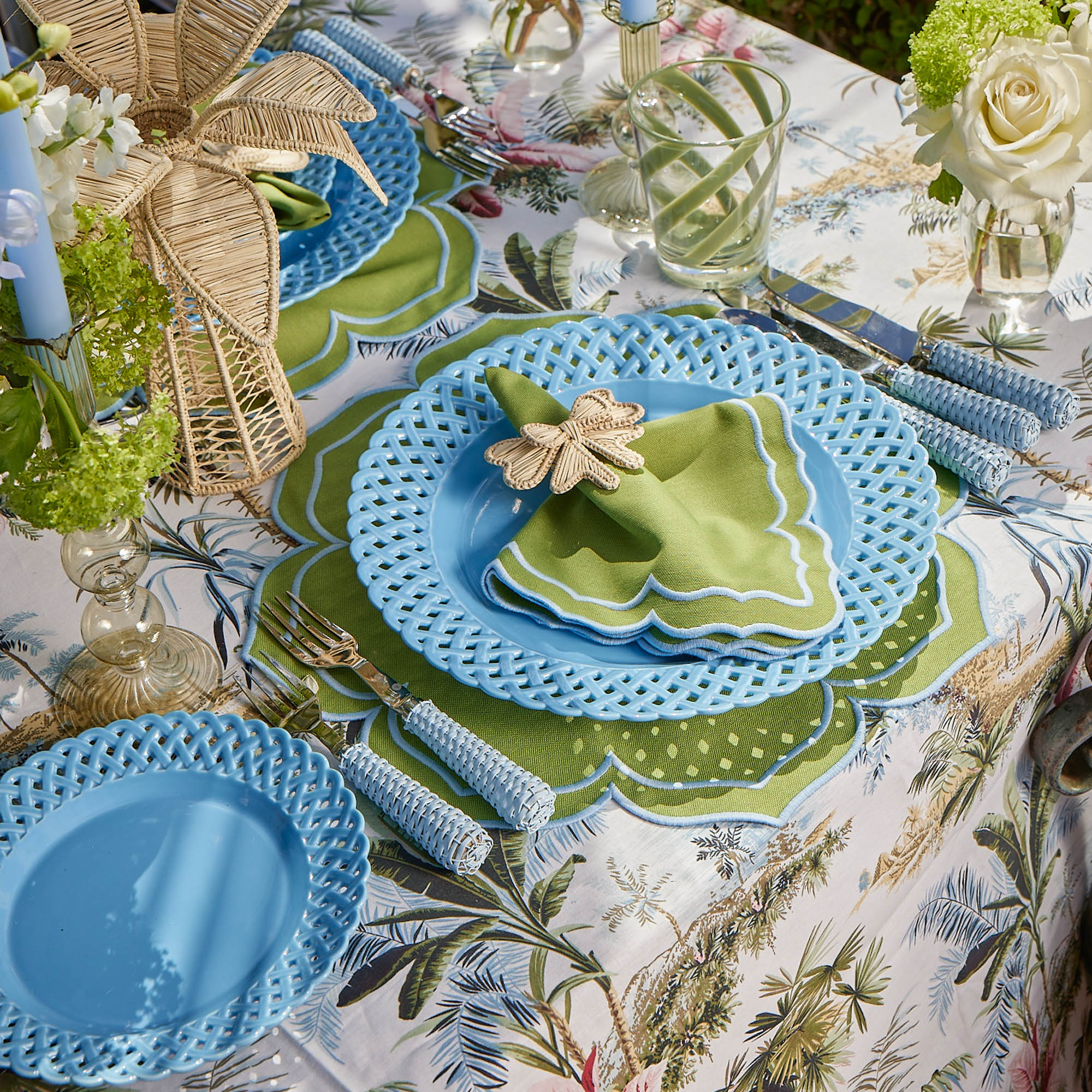 Blue Basketweave Starter Plates (Set of 4) - Image 9