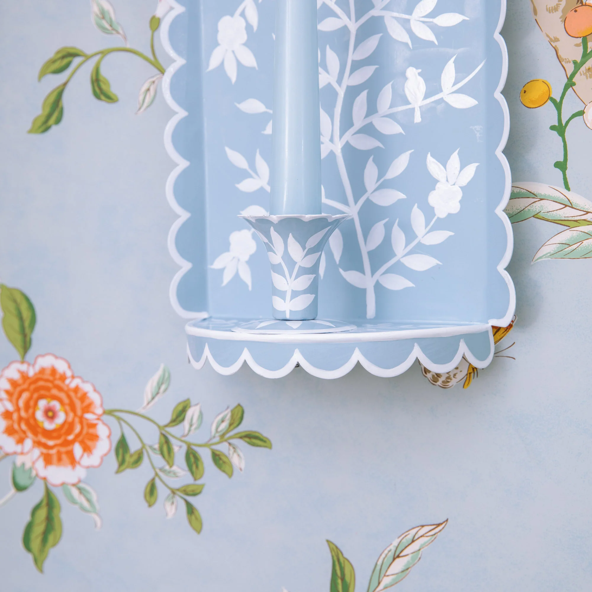 Blue Chinoiserie Tole Candle Sconce - Image 4