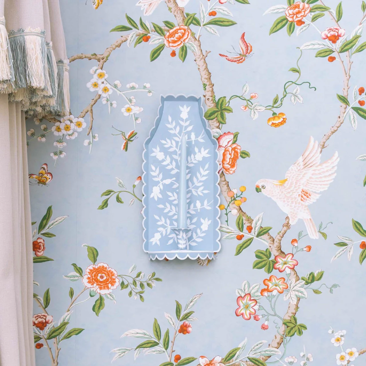 Blue Chinoiserie Tole Candle Sconce - Image 5