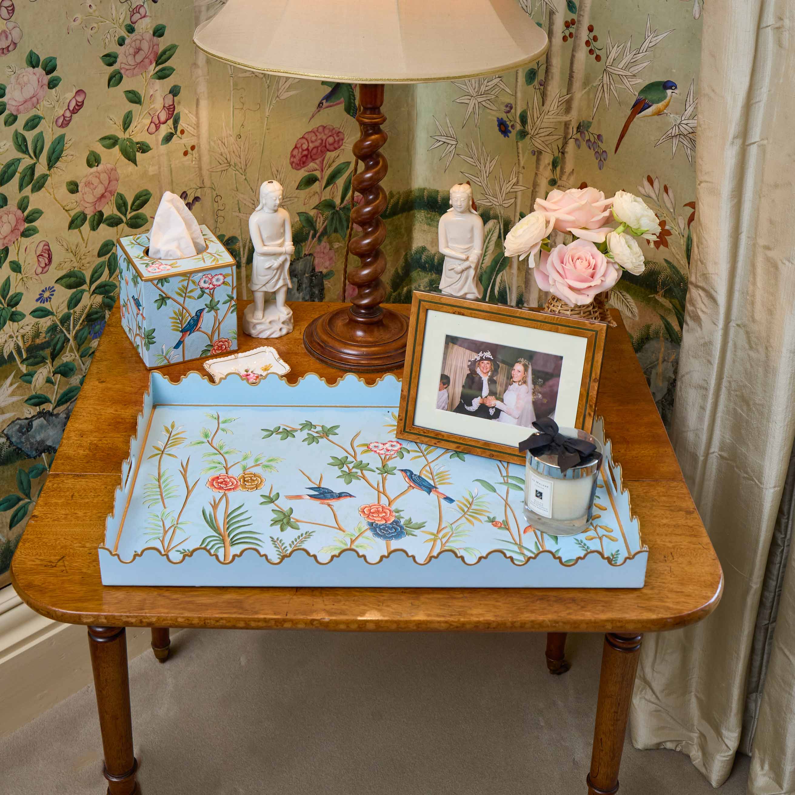 Blue Chinoiserie Tole Tissue Box - Image 5