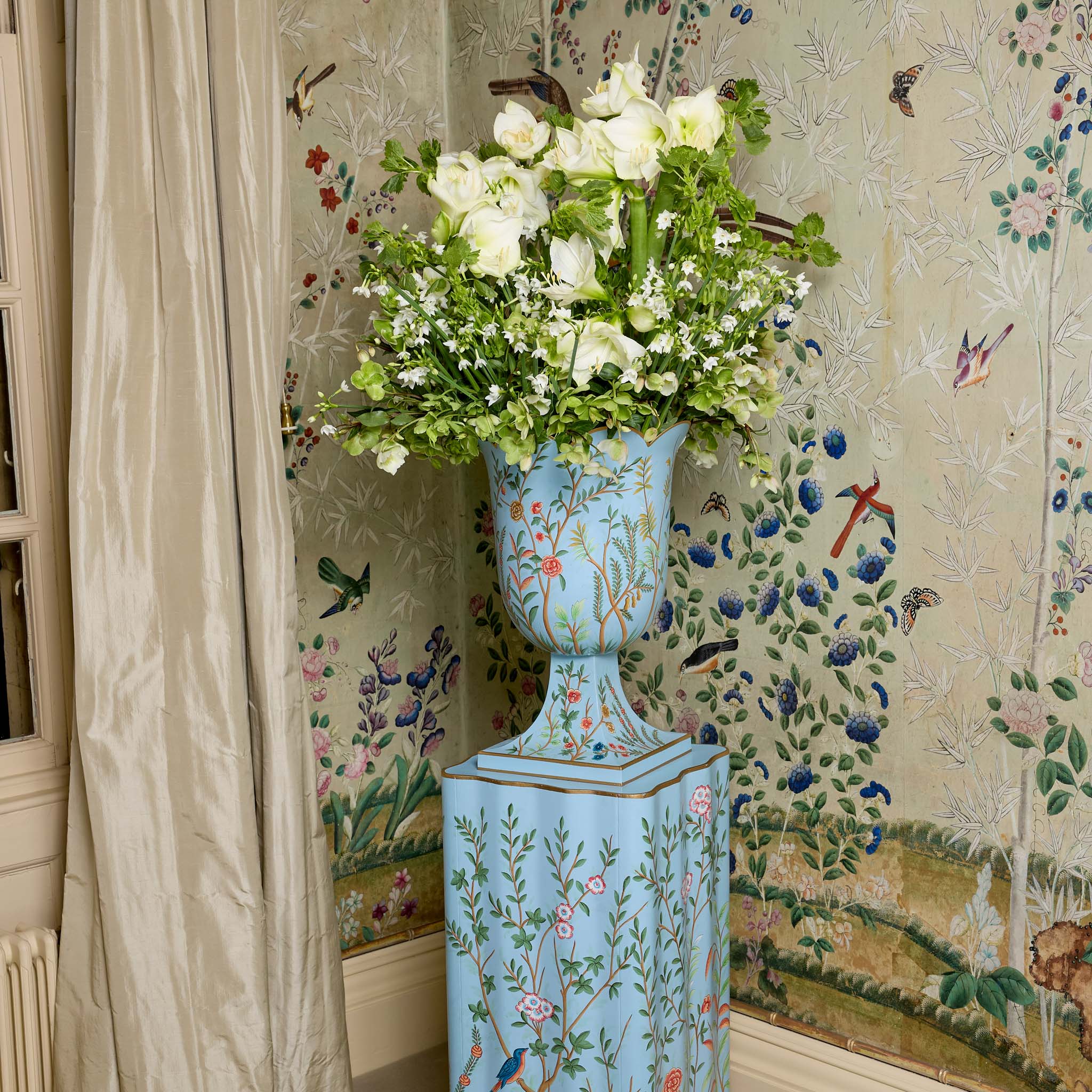 Blue Chinoiserie Tole Urn - Image 5