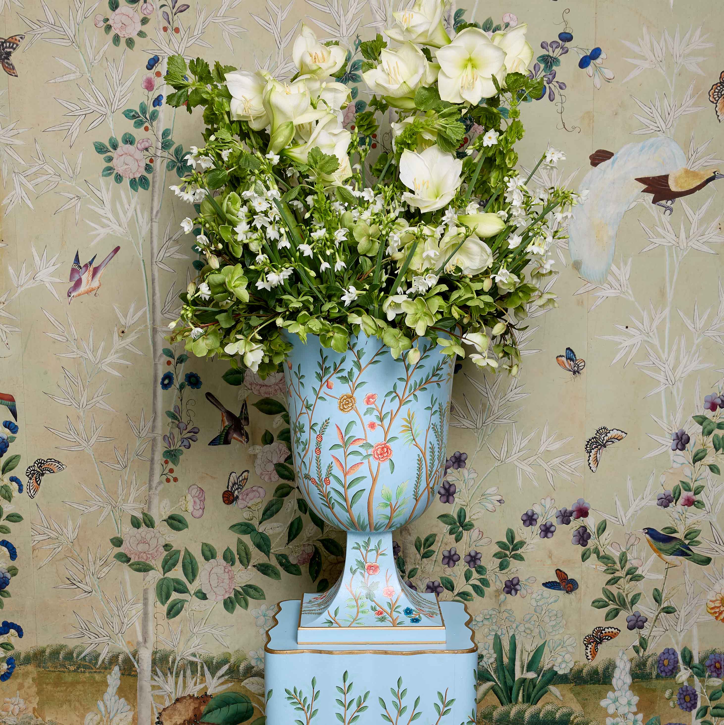 Blue Chinoiserie Tole Urn - Image 2