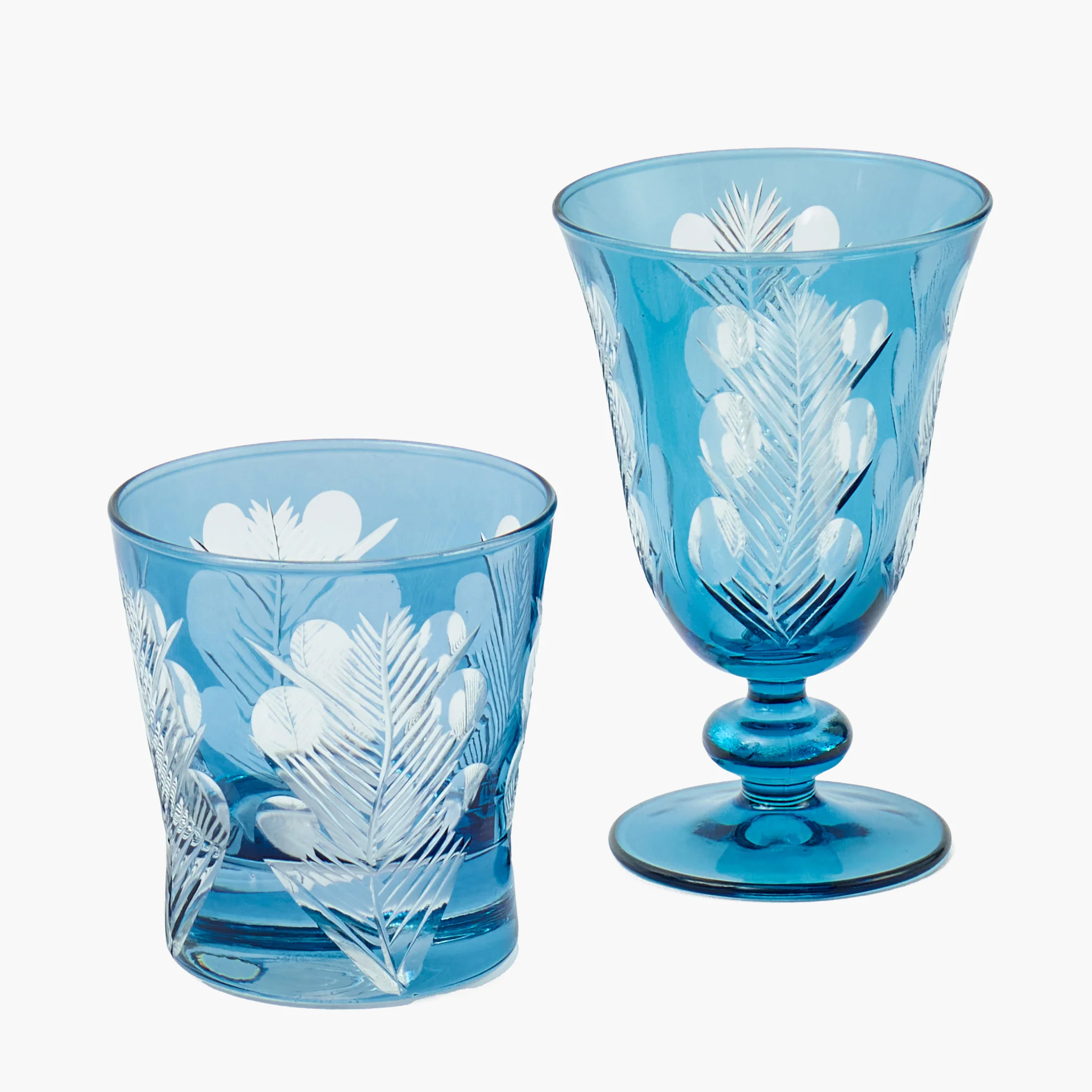 Blue Fern Engraved Glassware (Set of 8) - Image 5