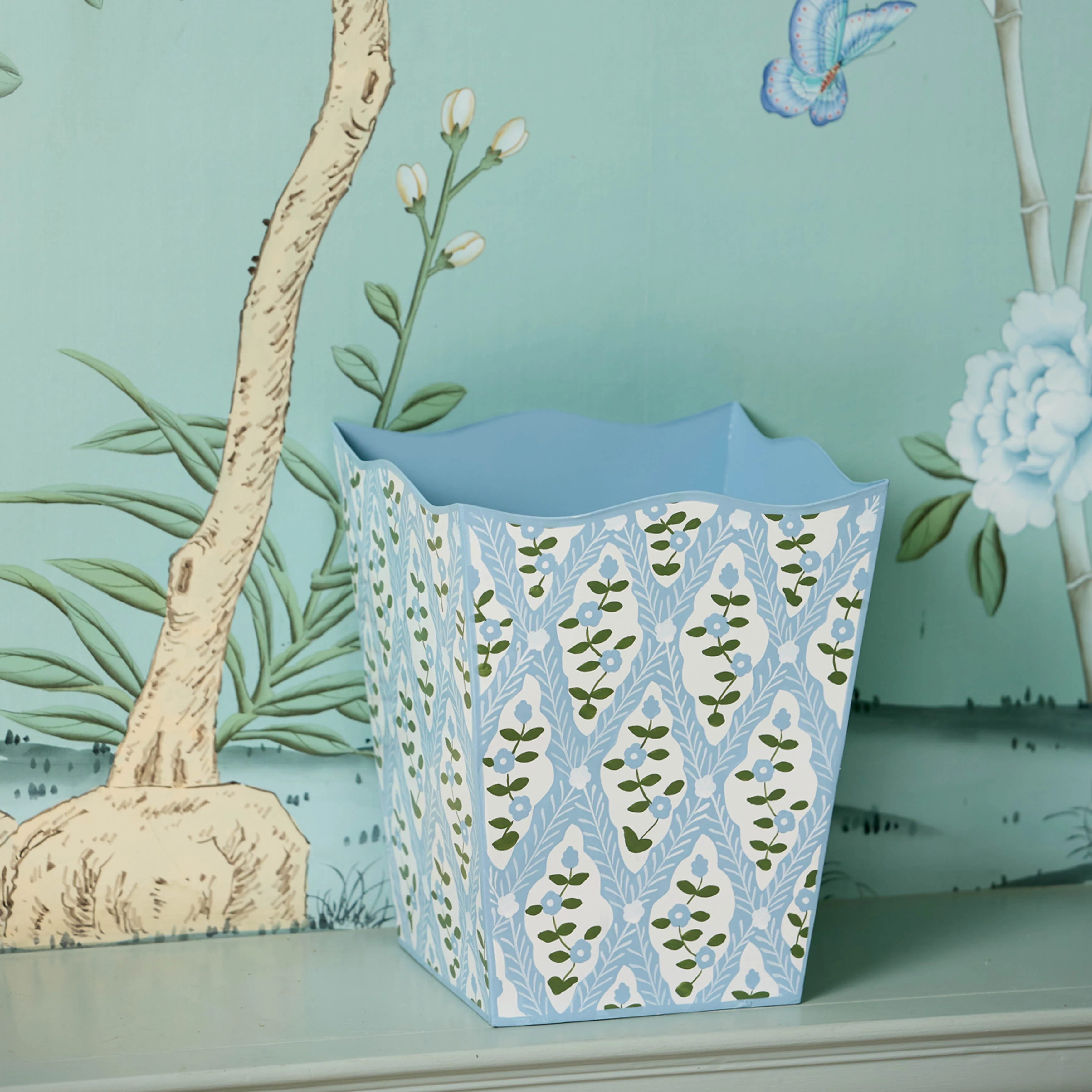 Blue Floral Trellis Bin - Image 2