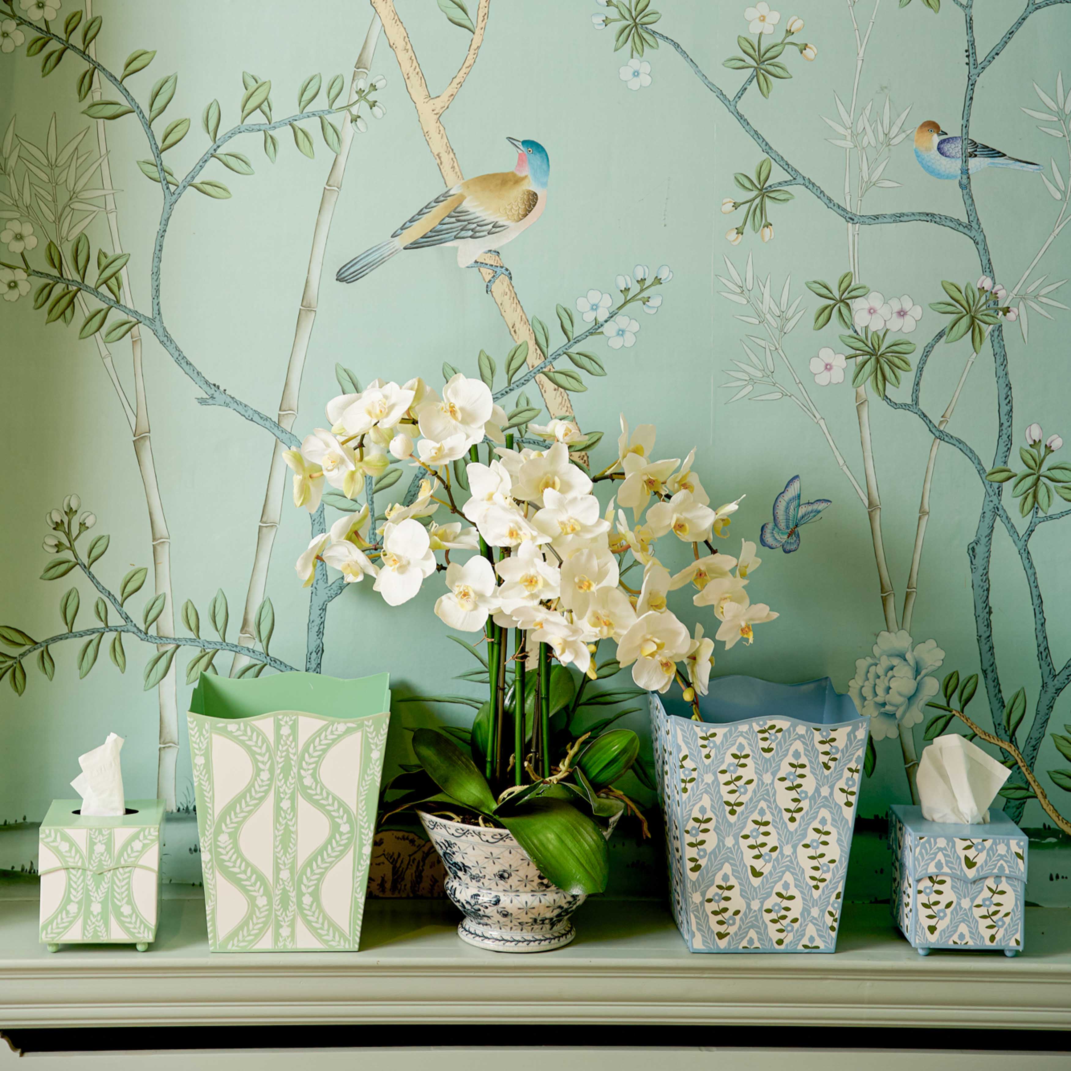 Blue Floral Trellis Tissue Box - Image 3