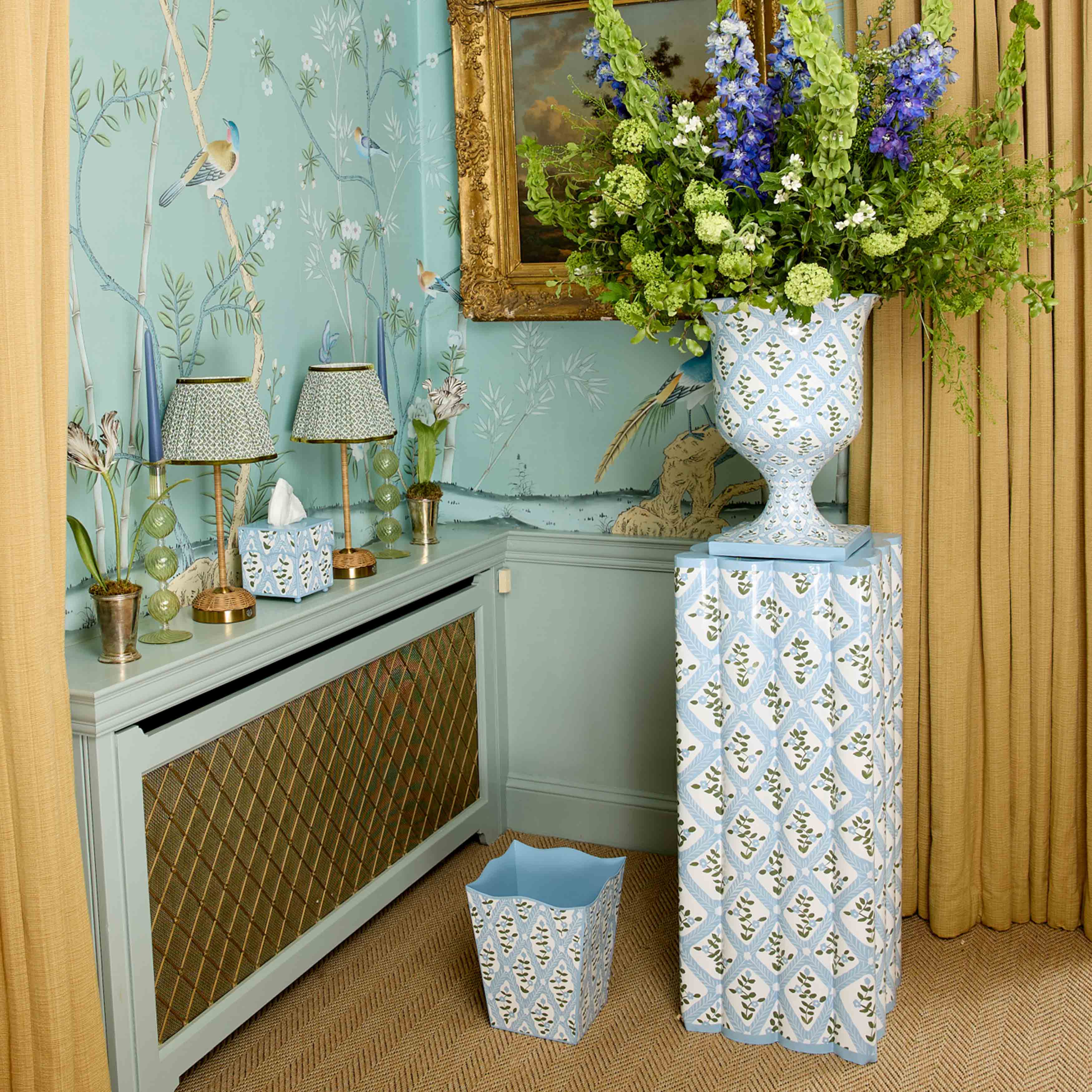 Blue Floral Trellis Tissue Box - Image 6