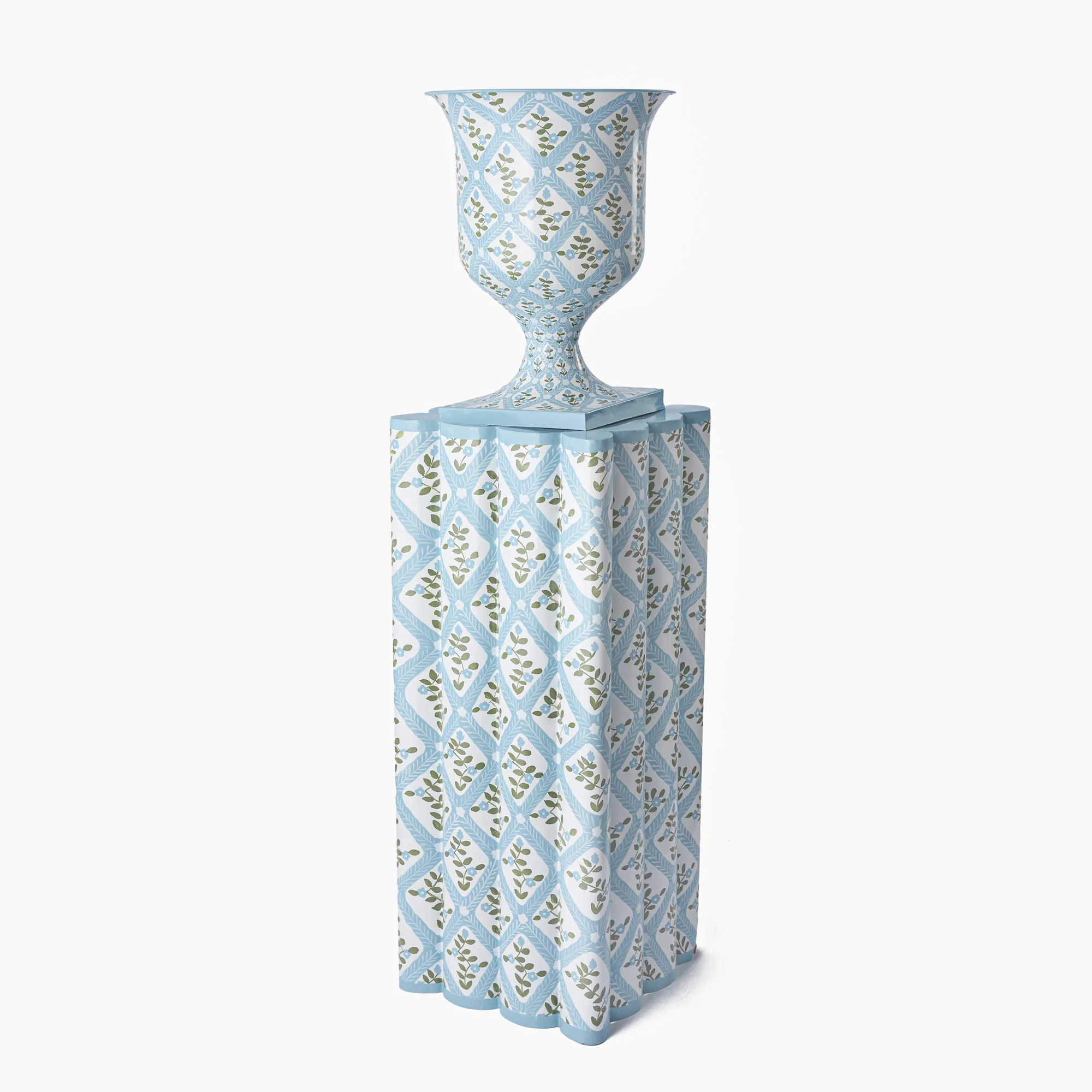 Blue Floral Trellis Urn - Image 8
