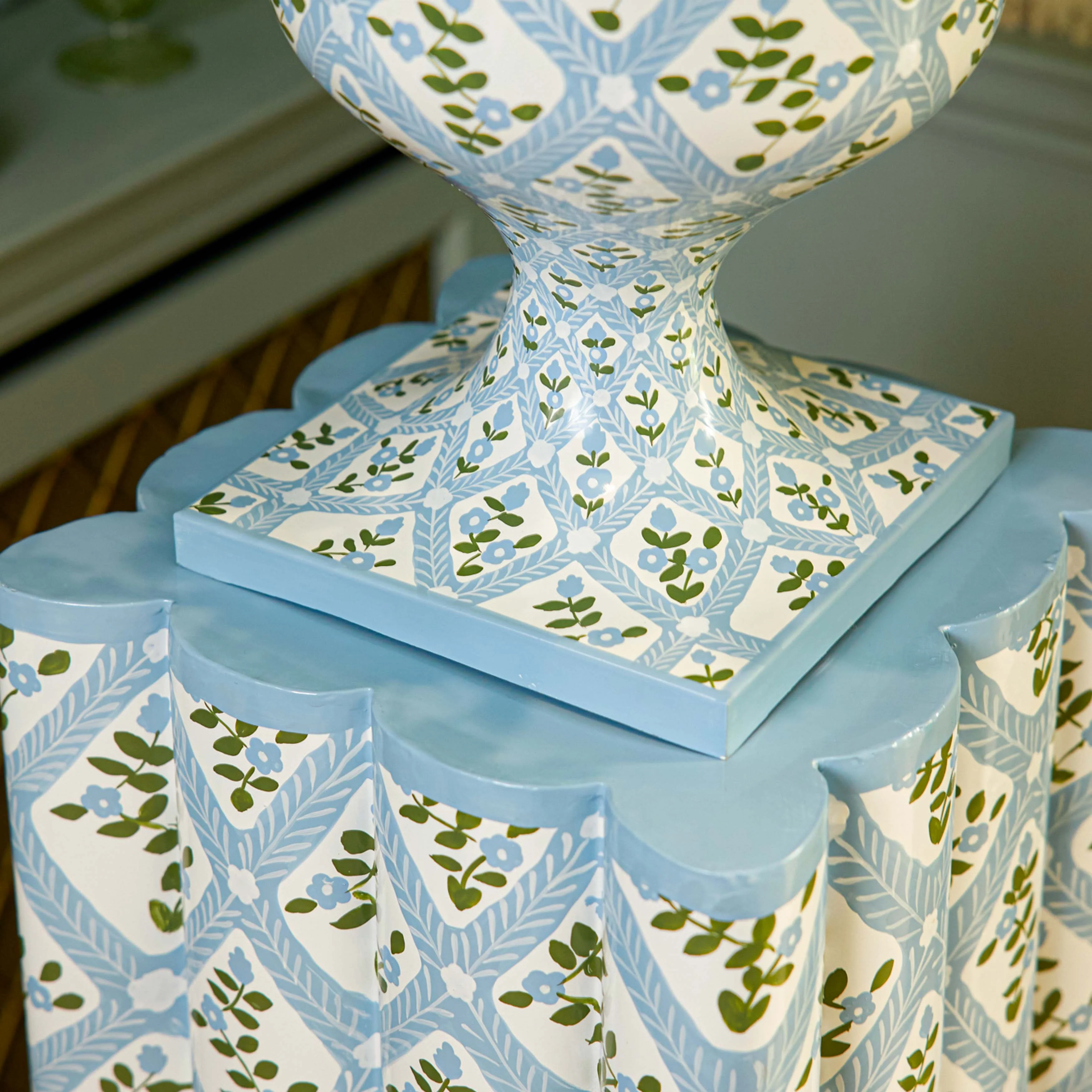 Blue Floral Trellis Urn - Image 7