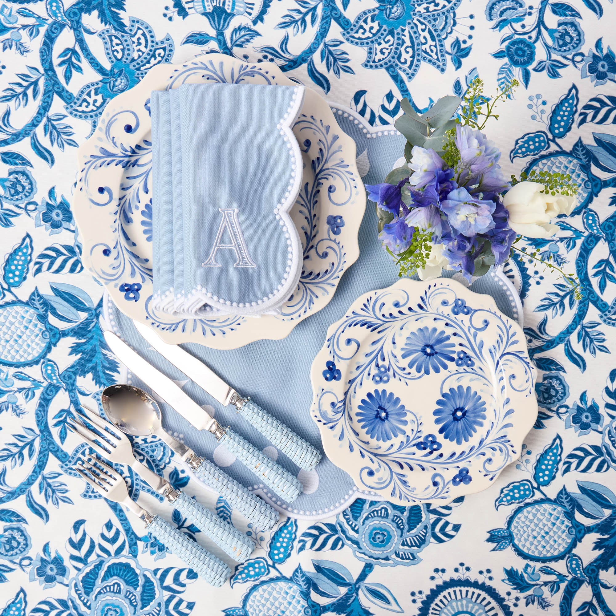 Blue Flowers Starter Plates (Set of 4) - Image 6