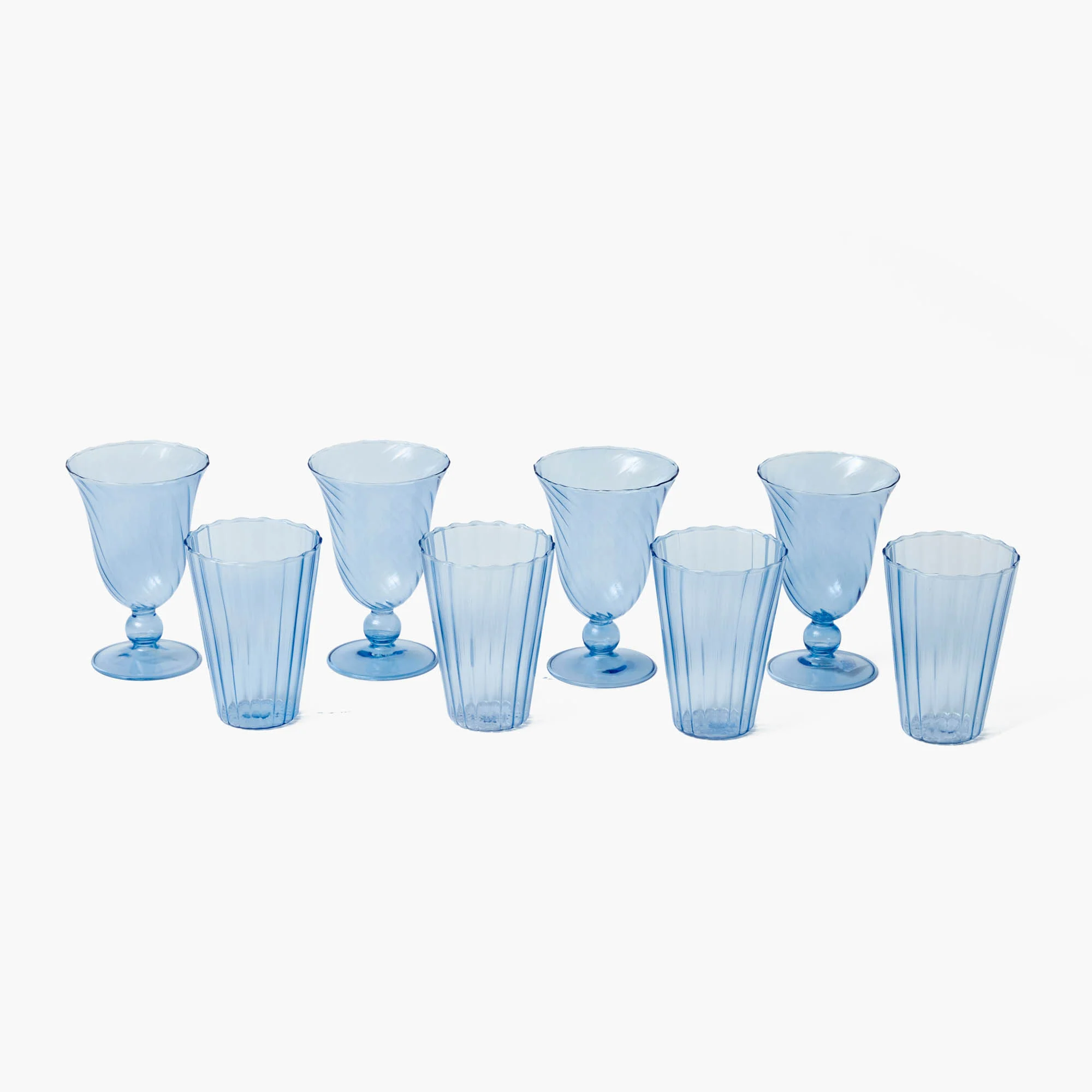 Blue Fluted Glassware (Set of 8) - Image 13