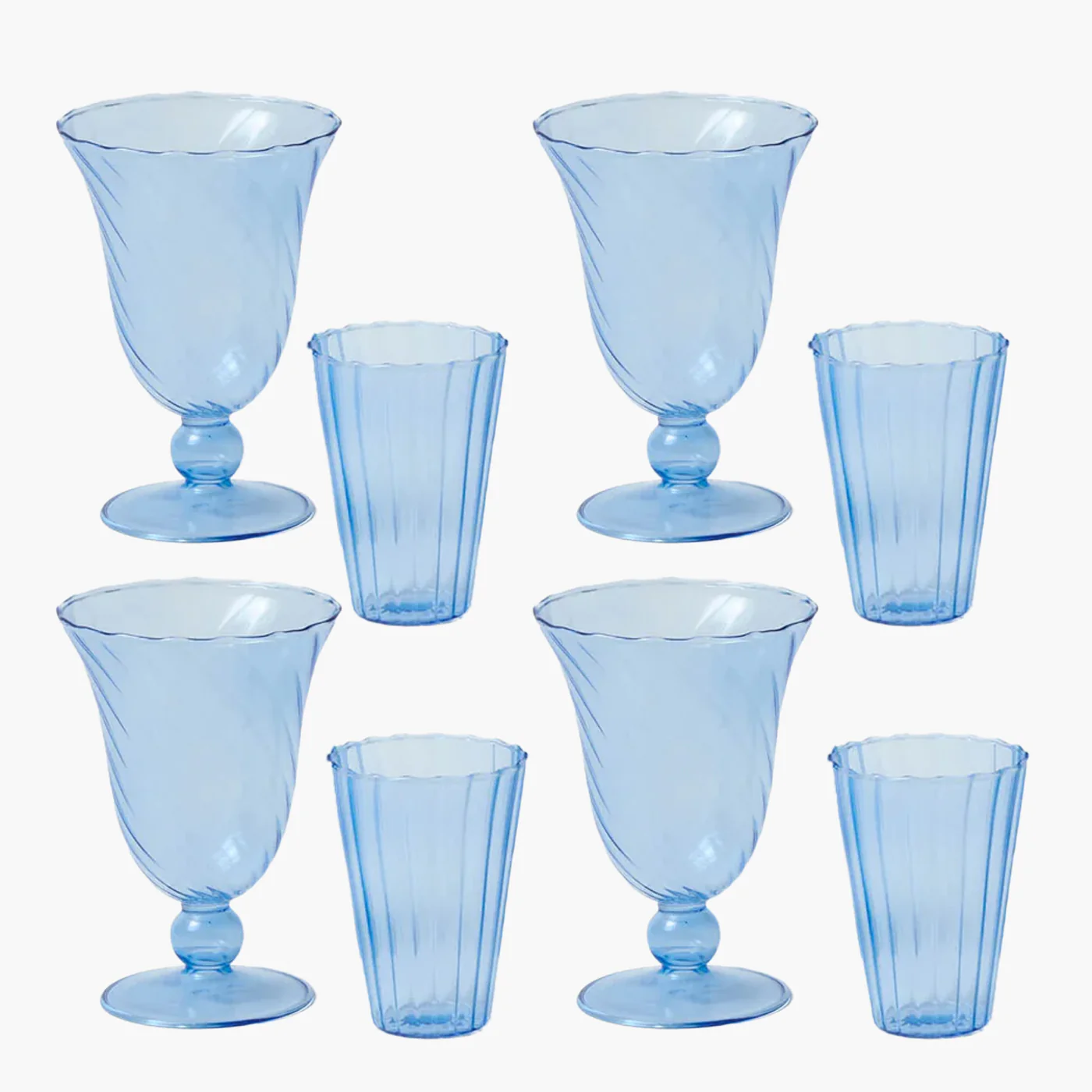 Blue Fluted Glassware (Set of 8) - Image 7