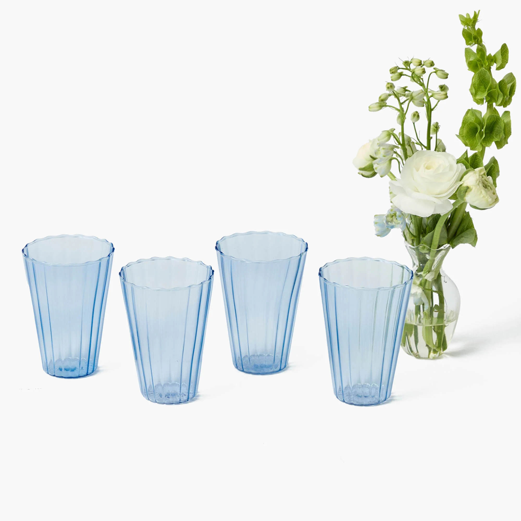 Blue Fluted Water Glasses (Set of 4) - Image 12