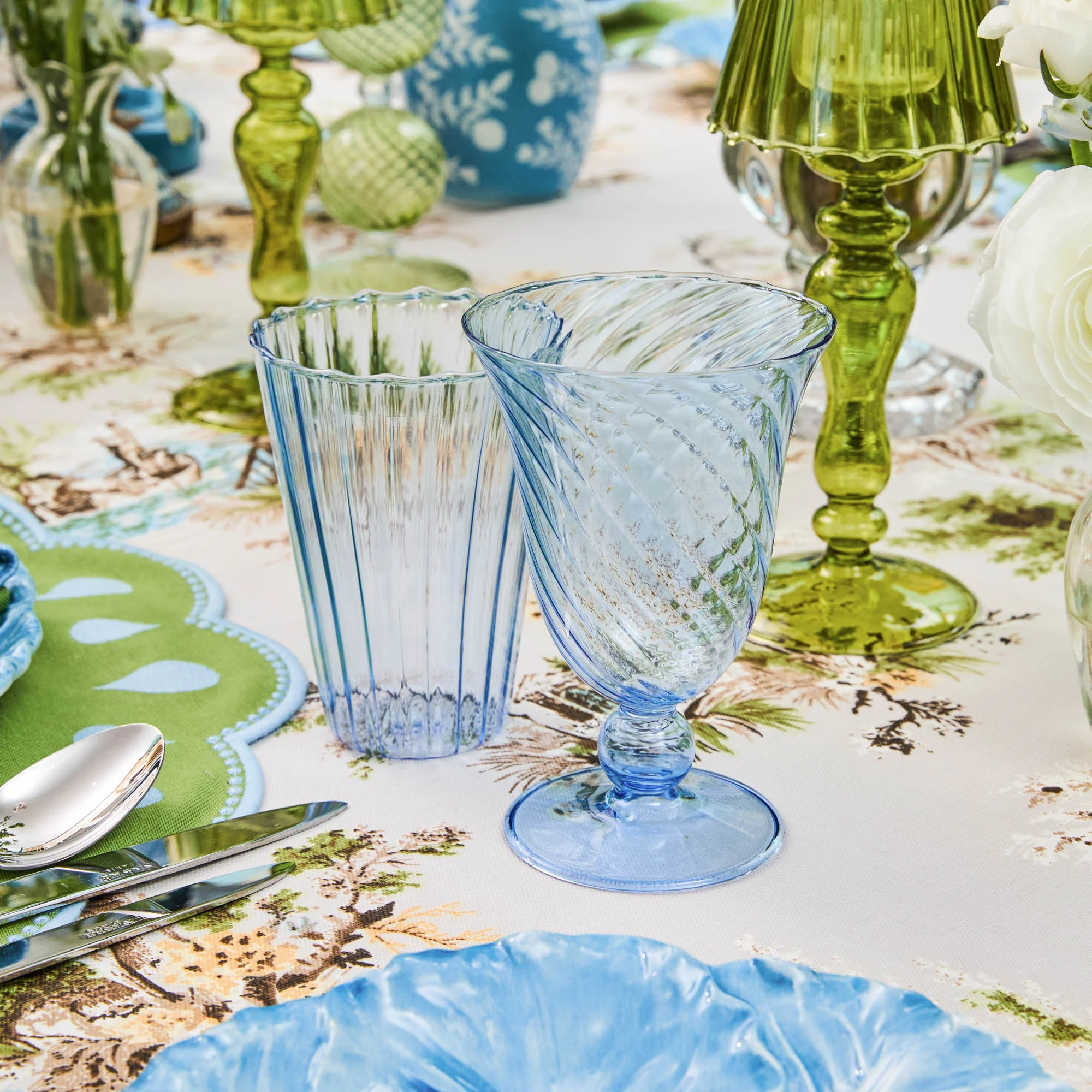 Blue Fluted Water Glasses (Set of 4) - Image 14