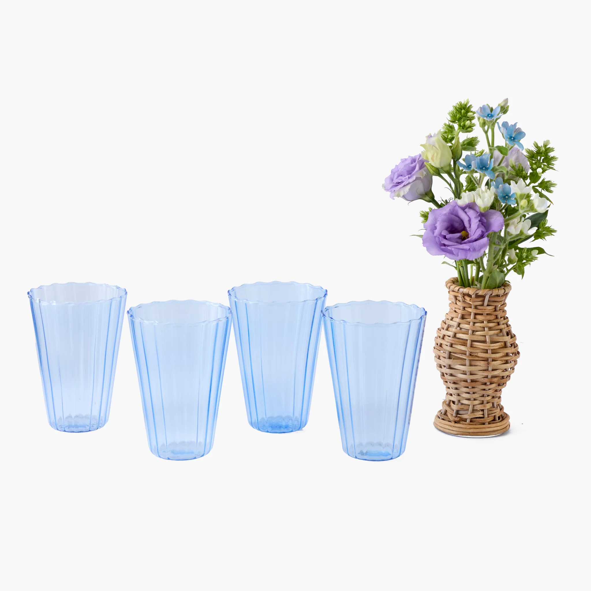 Blue Fluted Water Glasses (Set of 4) - Image 7