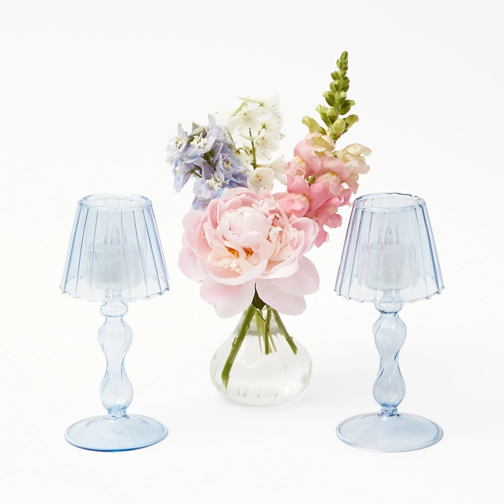 Blue Glass Lantern Tea Light Holder (Pair) - 18 cm - Image 11