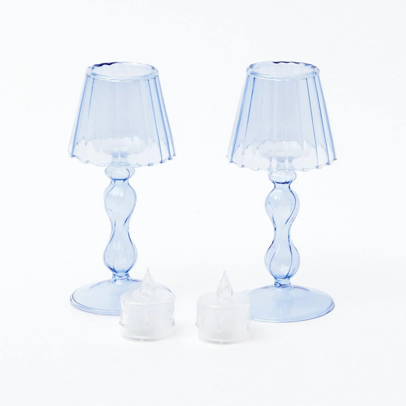 Blue Glass Lantern Tea Light Holder (Pair) - 18 cm - Image 7