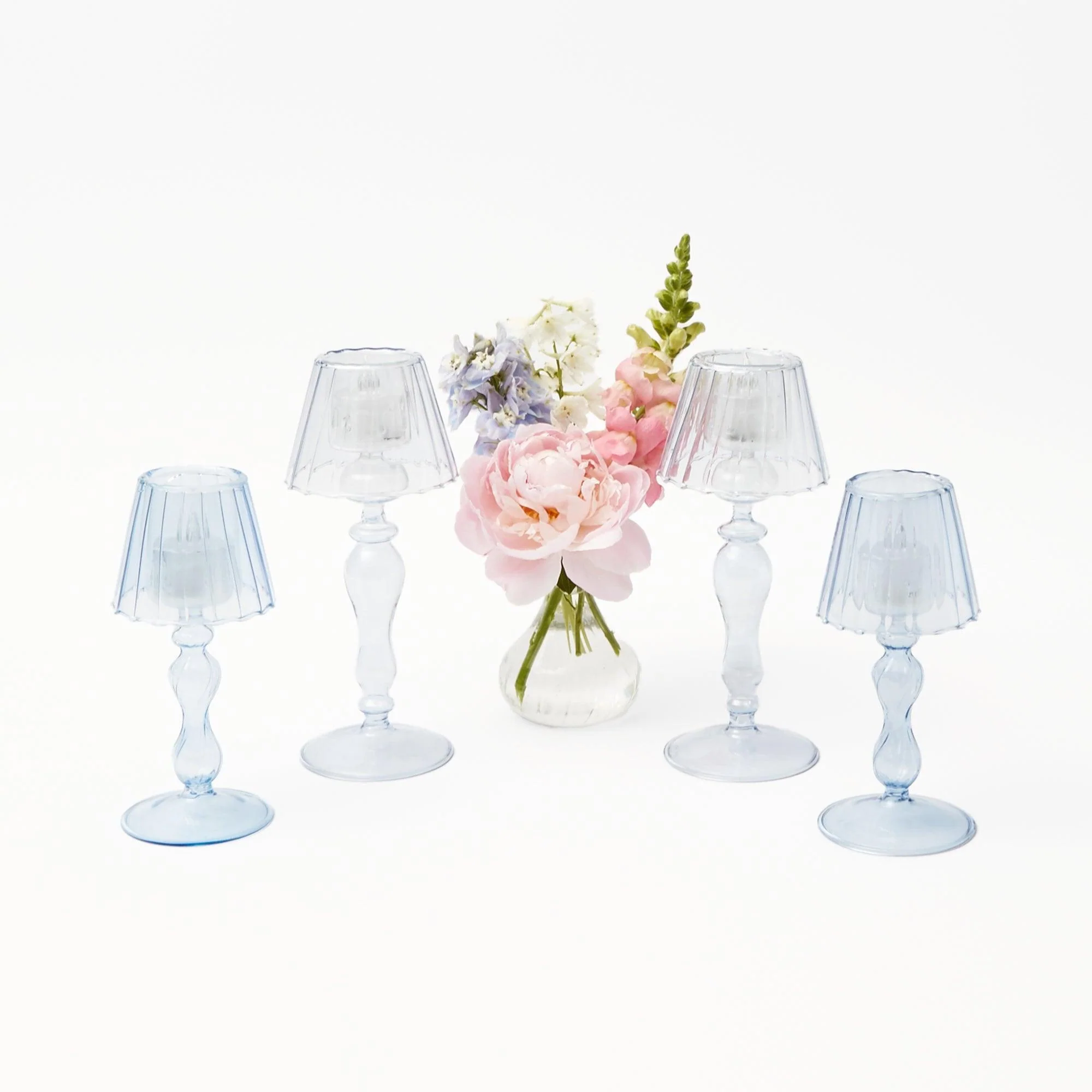 Blue Glass Lantern Tea Light Holder Set - Image 6