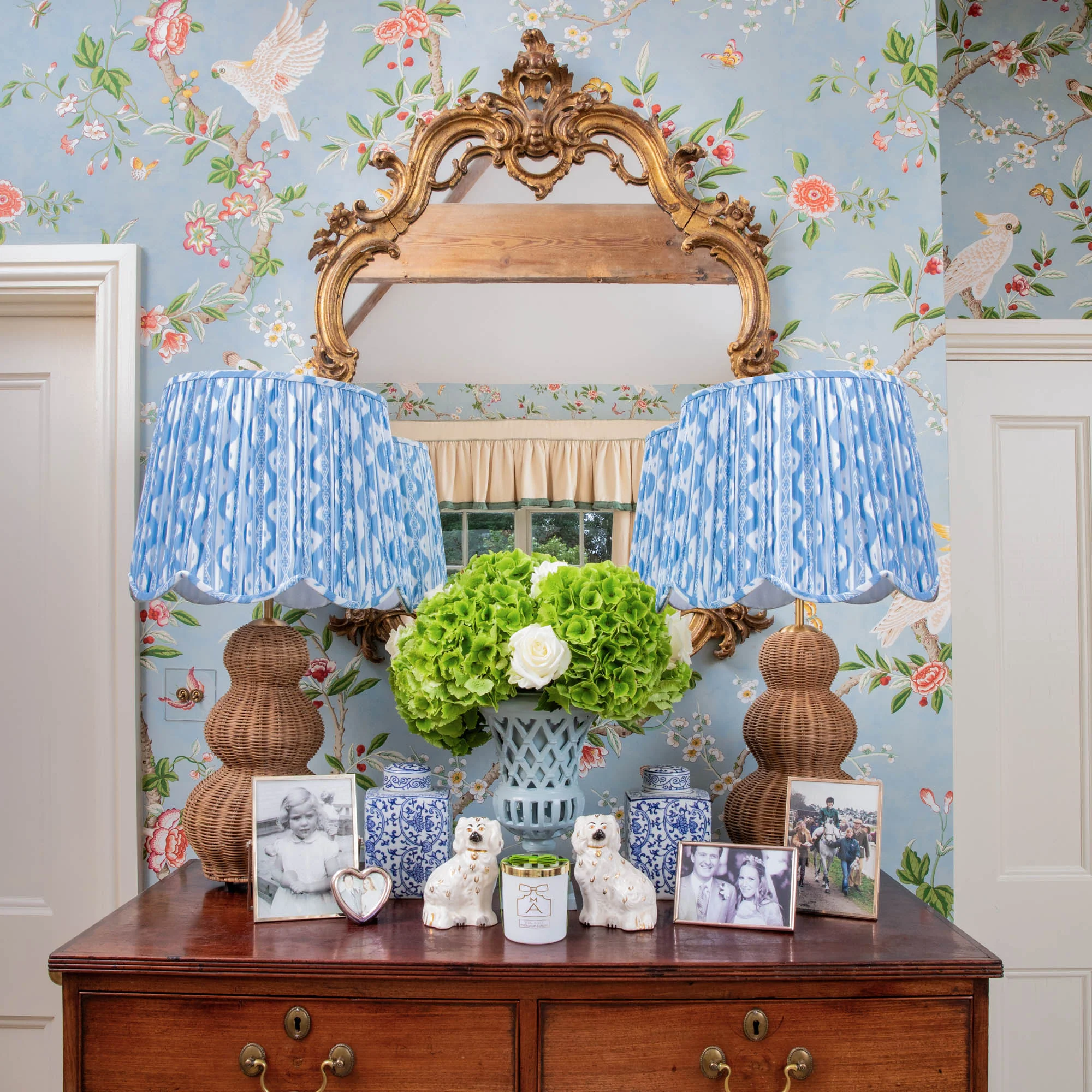 Blue Ikat Deep Scalloped Lampshade (40cm) - Image 4