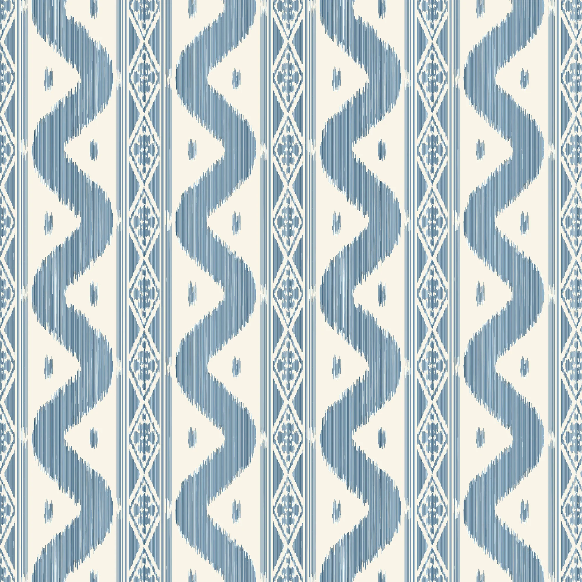 Blue Ikat Stripe Wallpaper