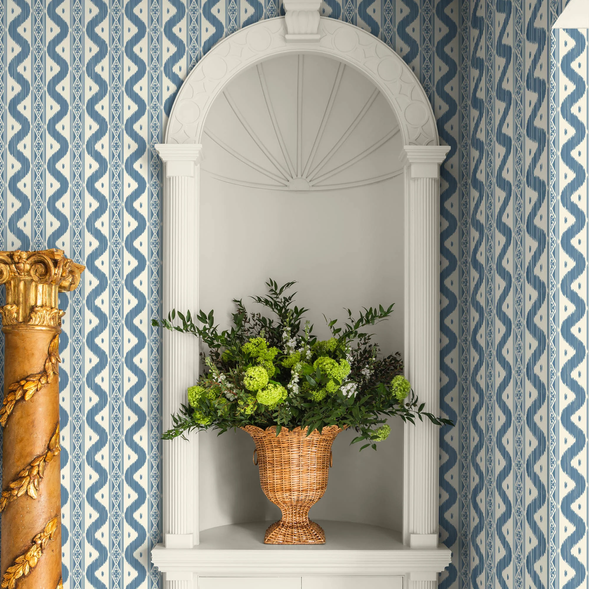 Blue Ikat Stripe Wallpaper - Image 5