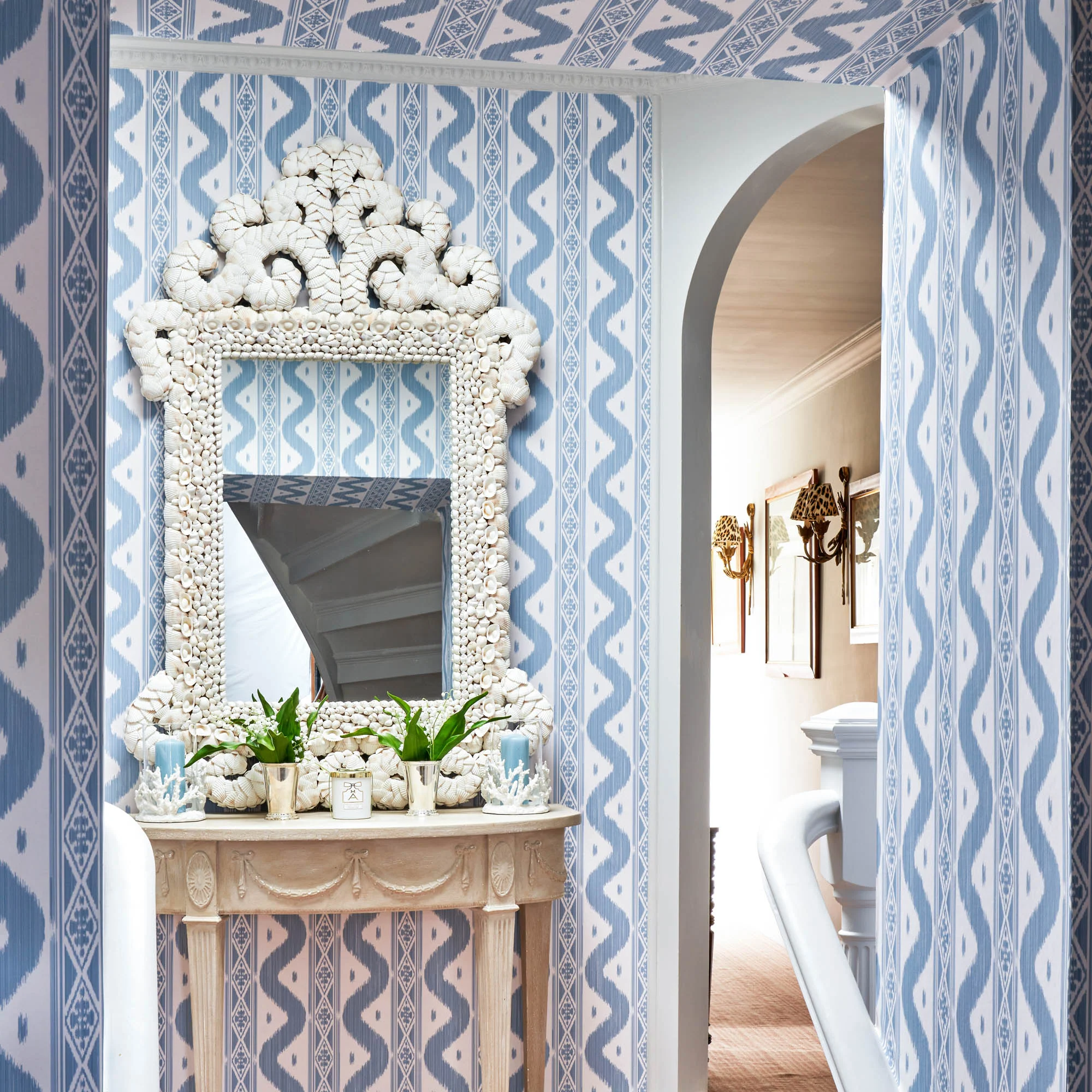 Blue Ikat Stripe Wallpaper - Image 7