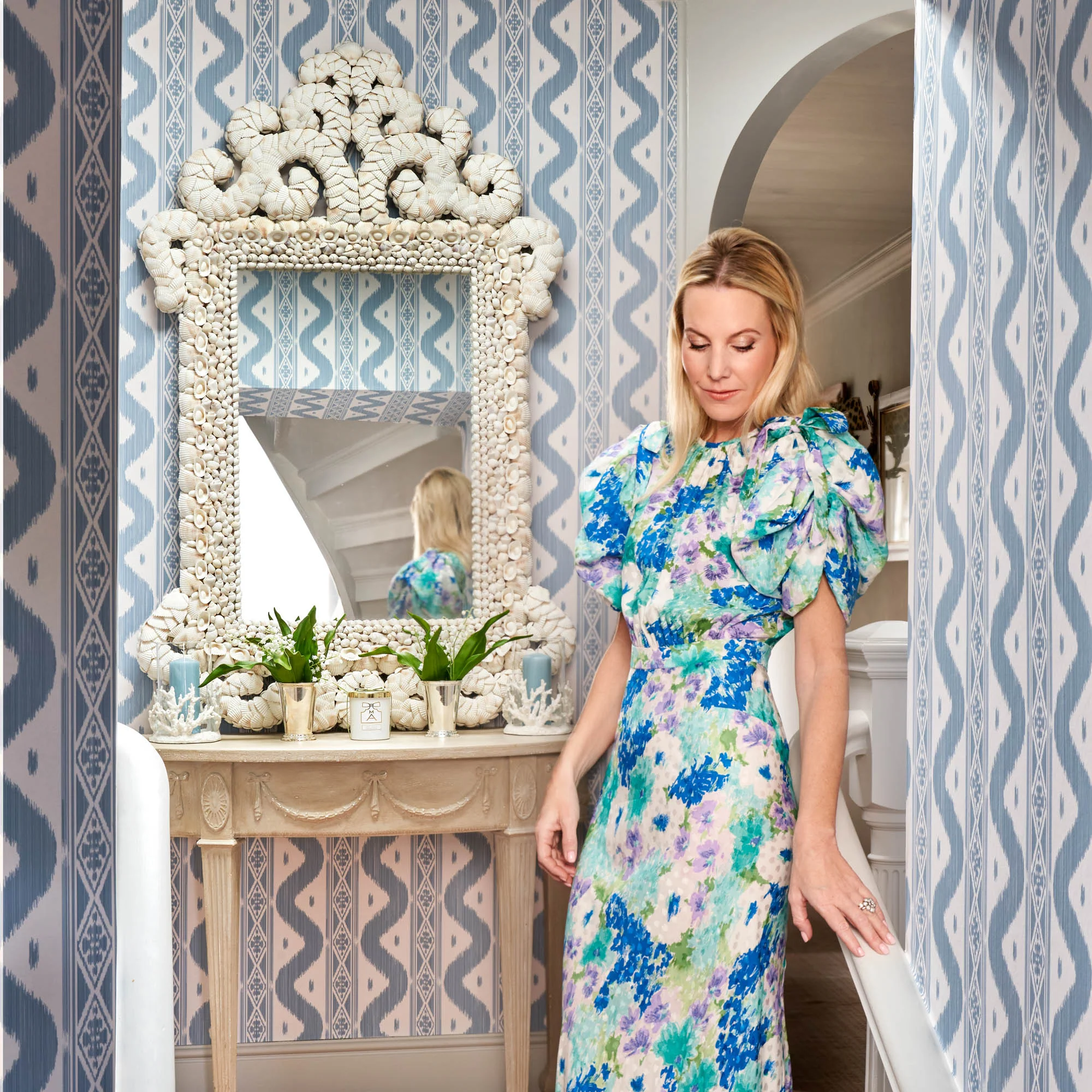 Blue Ikat Stripe Wallpaper - Image 9