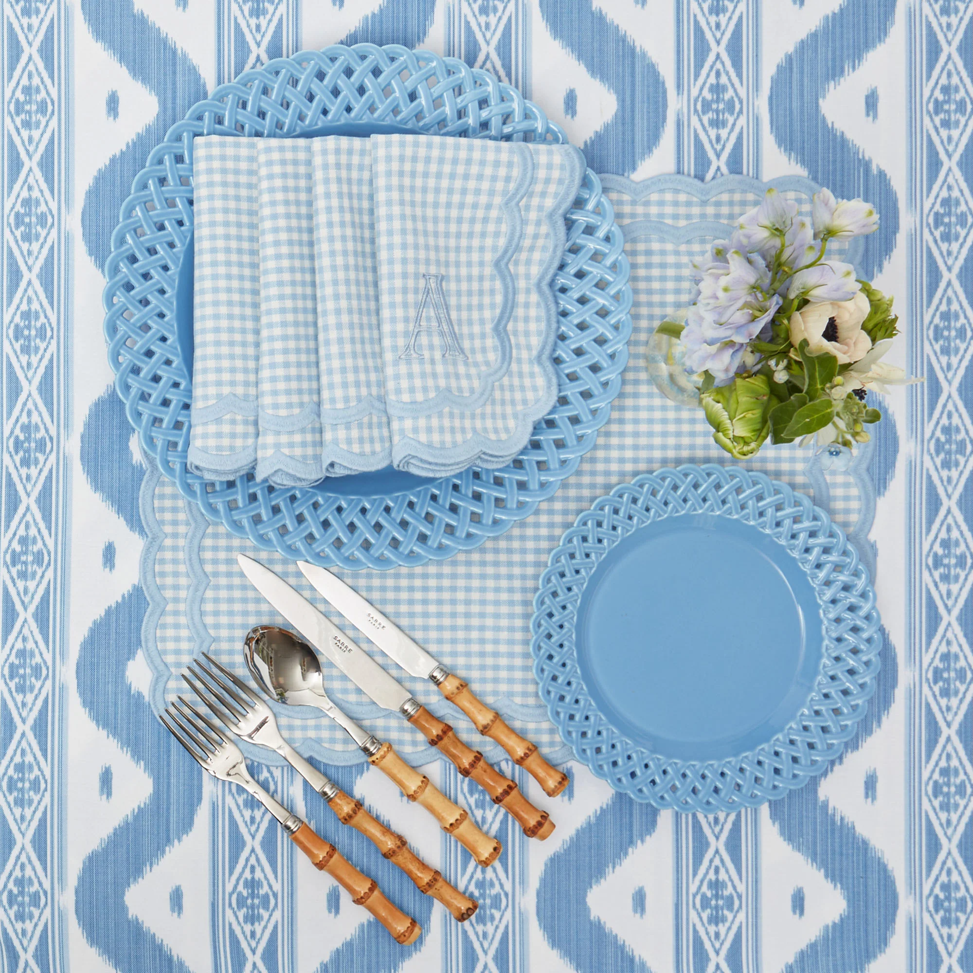 Blue Ikat Tablecloth - Image 5