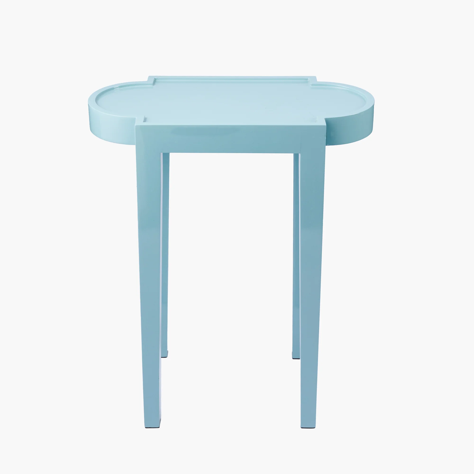 Duck-egg Blue Lacquer Rectangle Side Table - Image 4