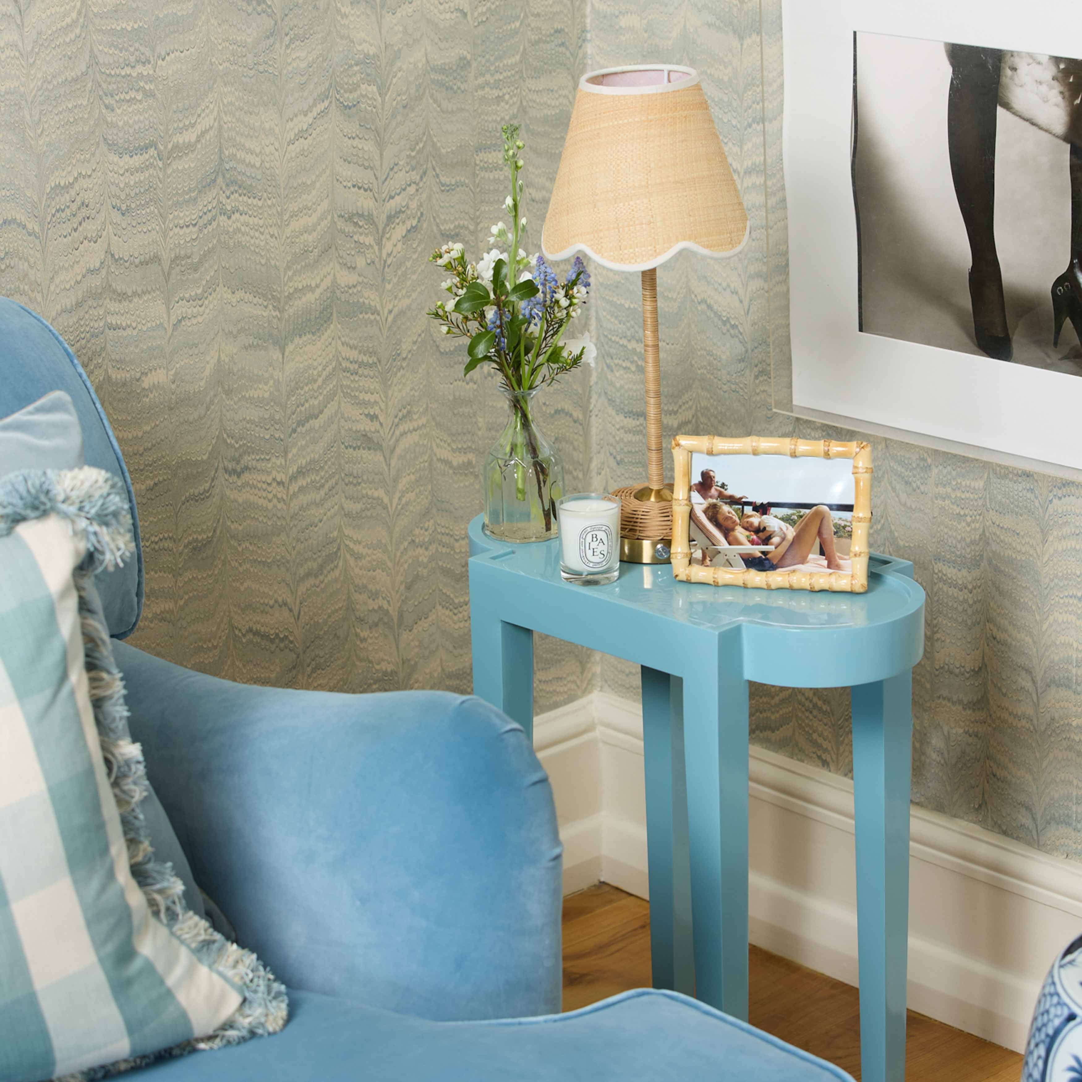 Duck-egg Blue Lacquer Rectangle Side Table - Image 5