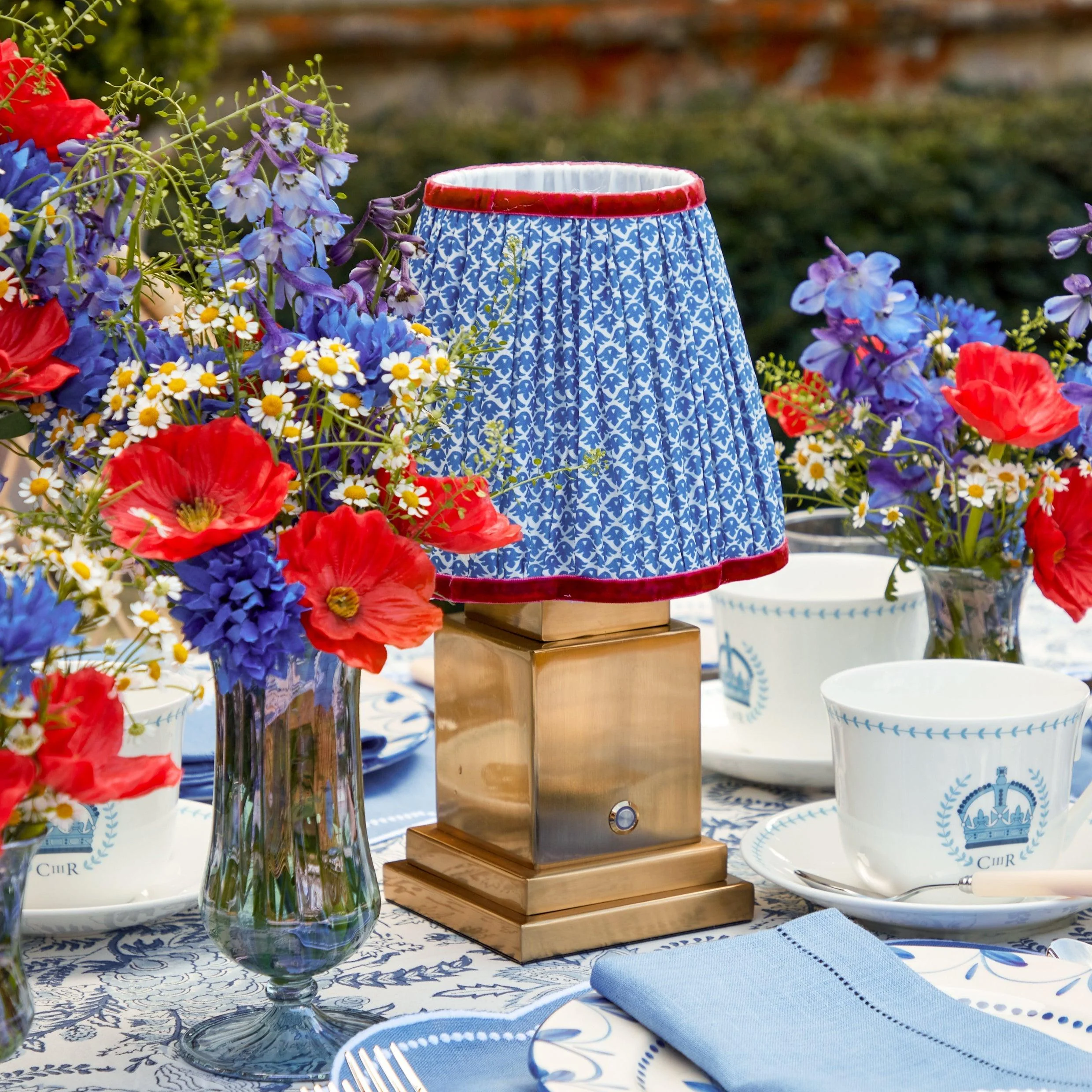 Cobalt & Red Lotus Lampshade (18cm) - Image 11
