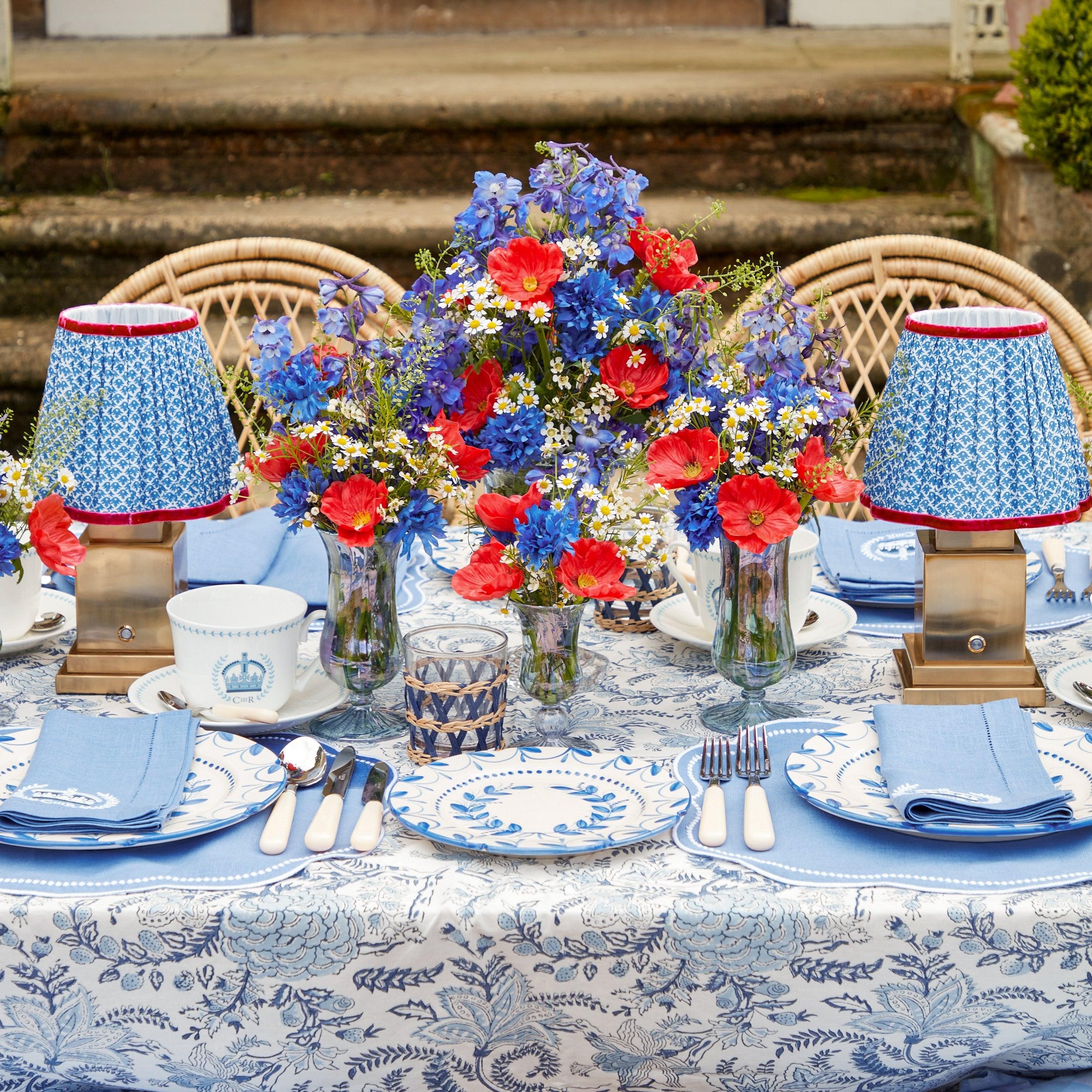 Cobalt & Red Lotus Lampshade (18cm) - Image 15