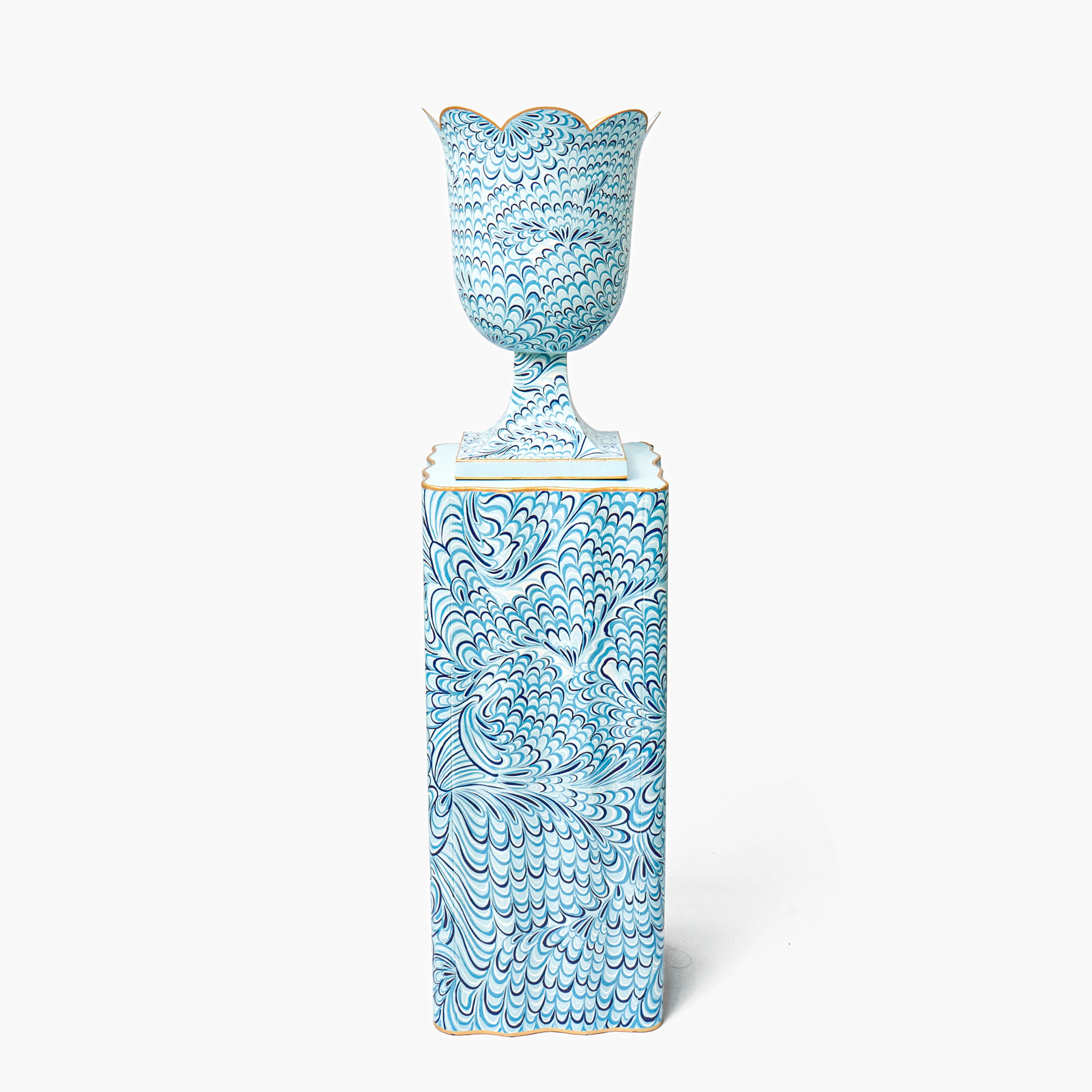 Blue Marble Urn & Pedestal