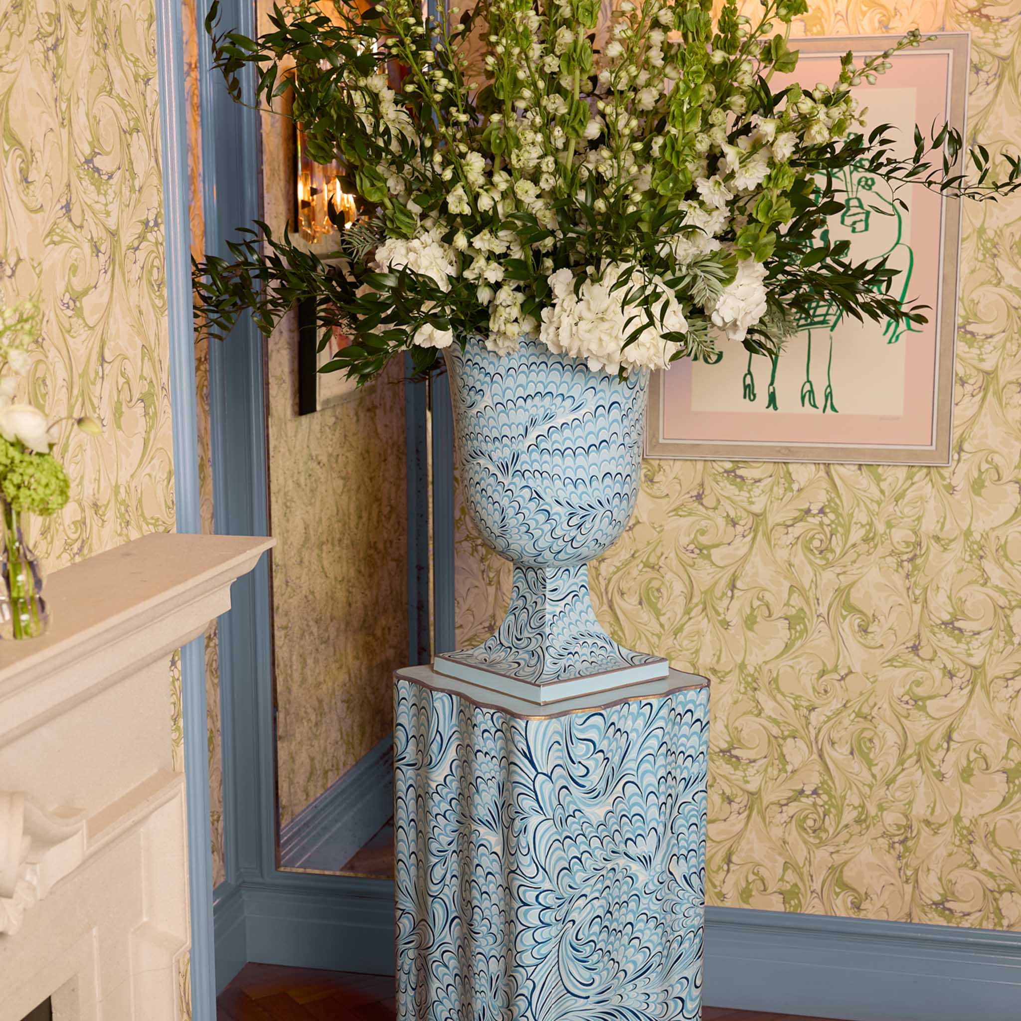 Blue Marble Urn & Pedestal - Image 3