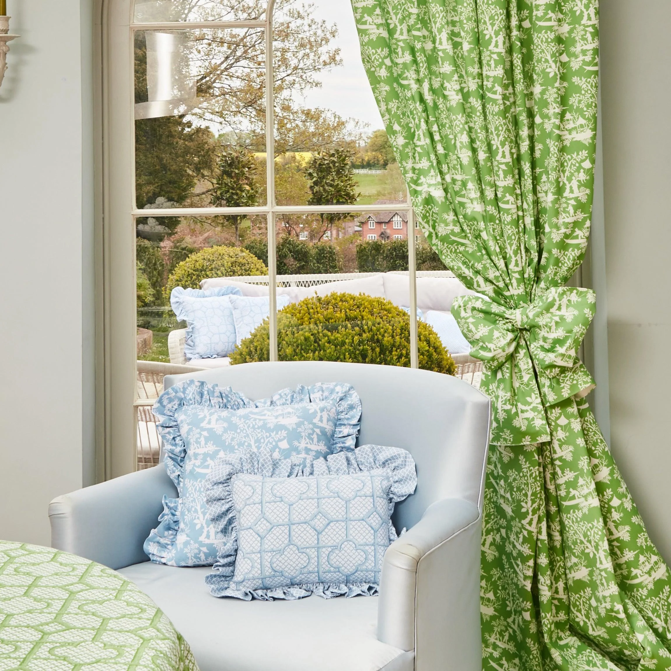 Blue Pagoda Garden Fabric - Image 3
