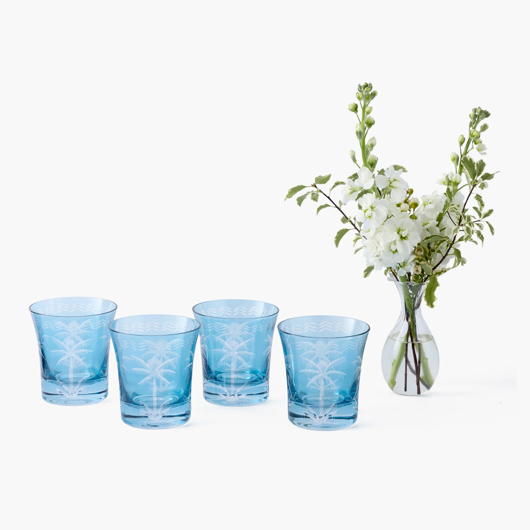 Blue Palm Water Glasses (Set of 4) - Image 8