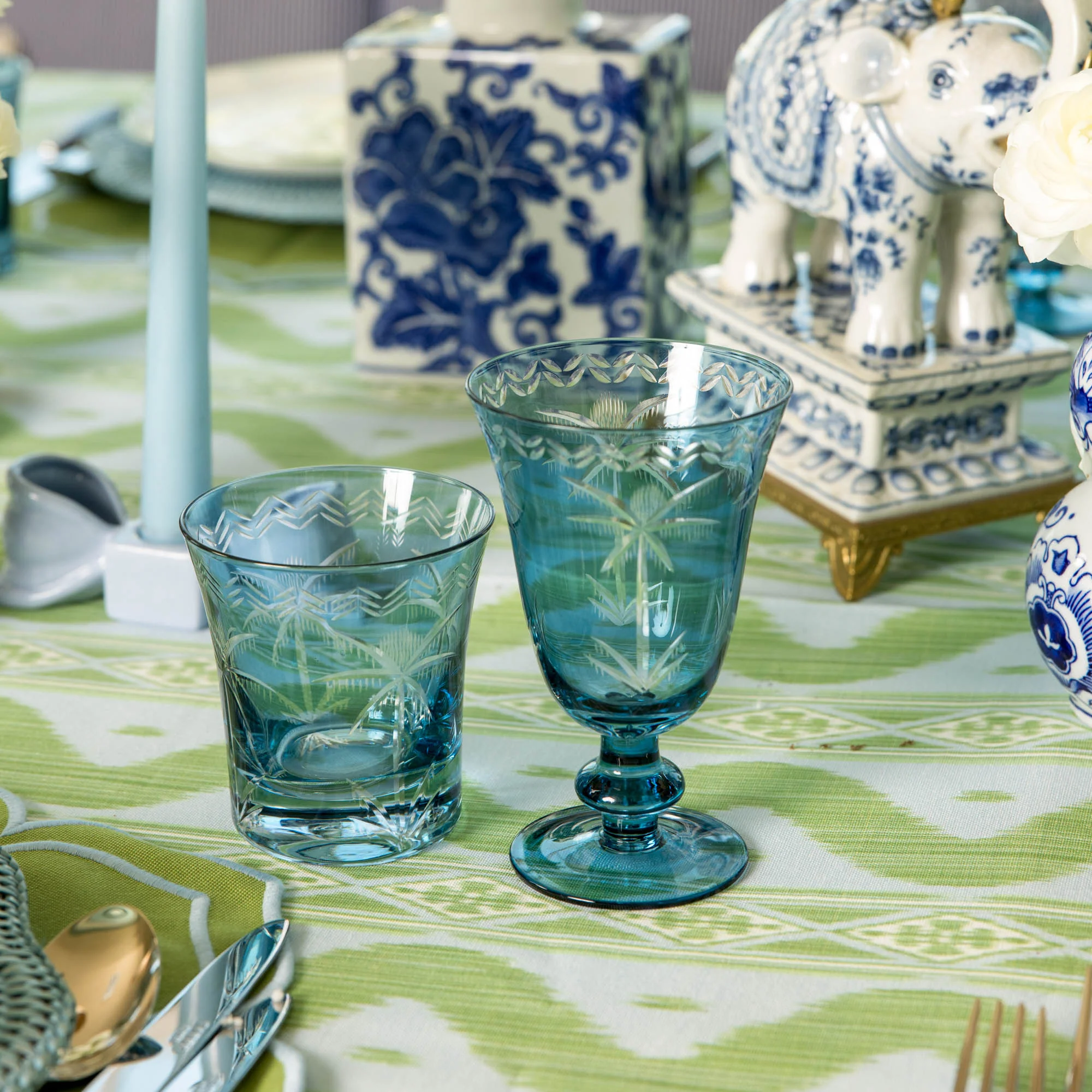 Blue Palm Wine Glasses (Set of 4) - Image 9