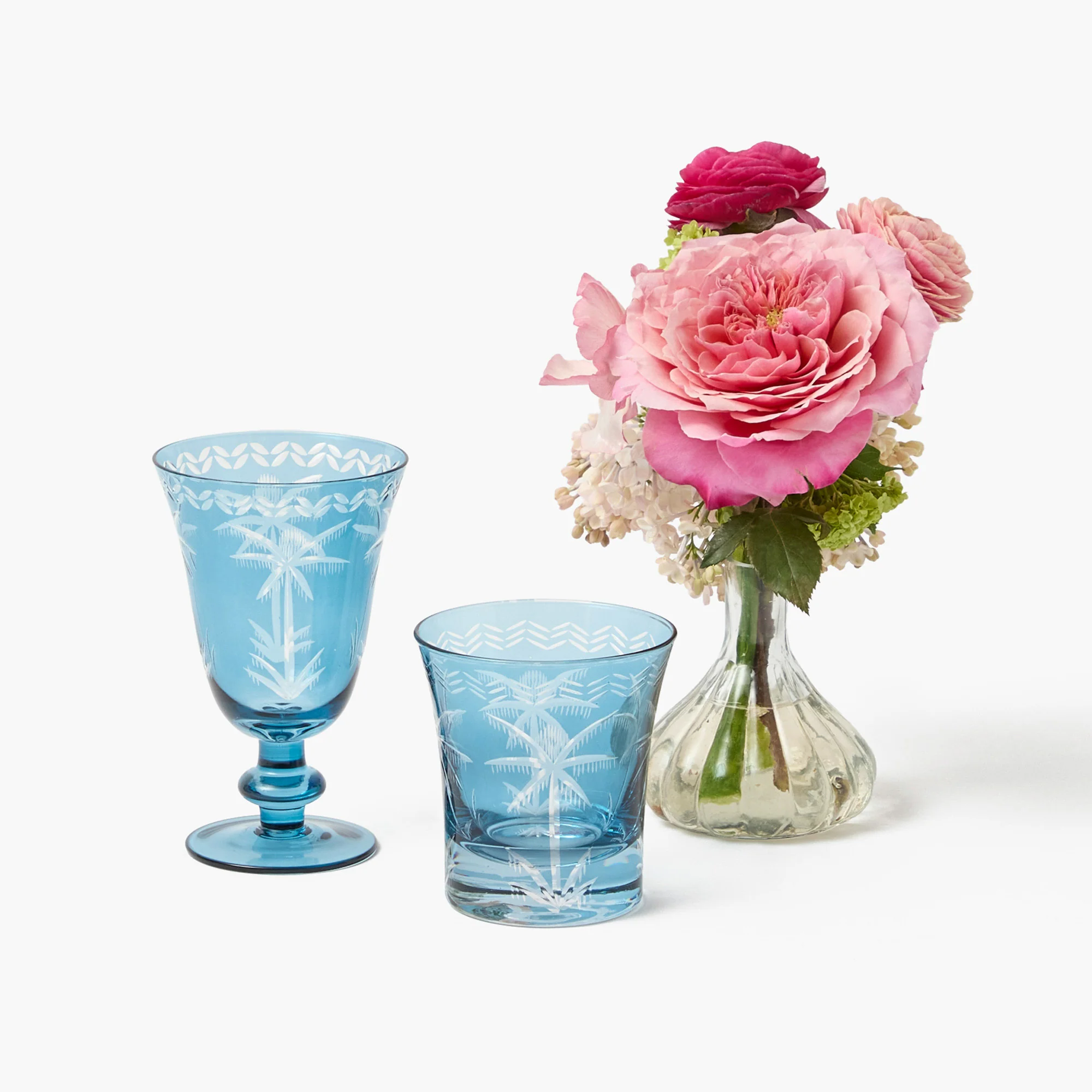 Blue Palm Wine Glasses (Set of 4) - Image 4