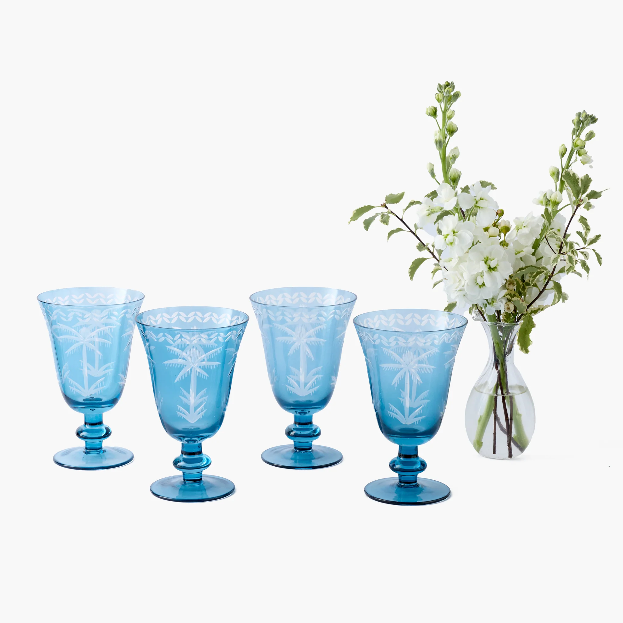 Blue Palm Wine Glasses (Set of 4) - Image 8