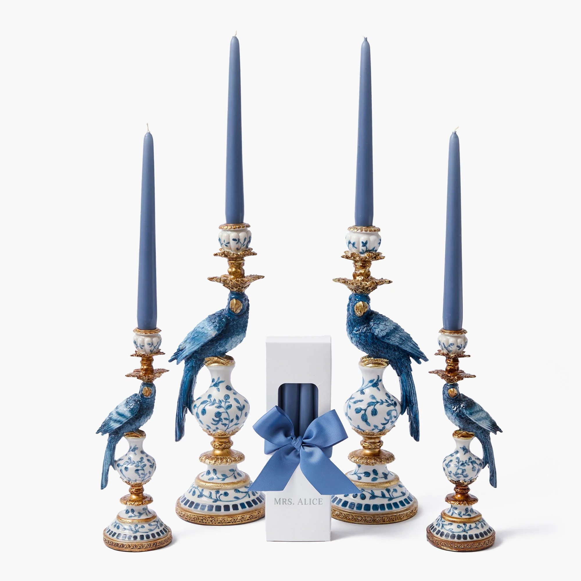 Blue Parrot Candle Set (Dusty Blue)