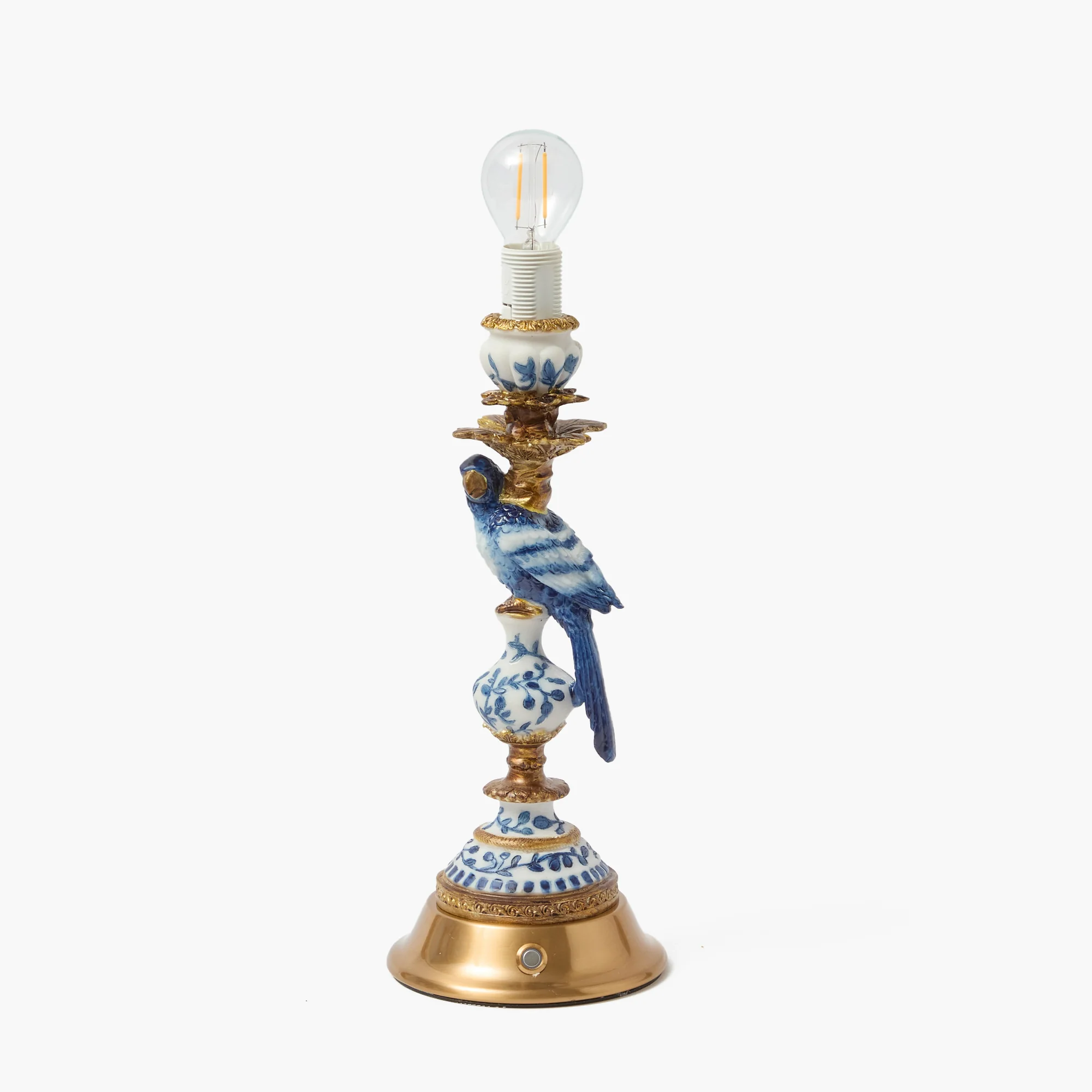 Blue Parrot Rechargeable Lamp with Caramel Lotus Deep Scalloped Shade (18cm) - Image 10