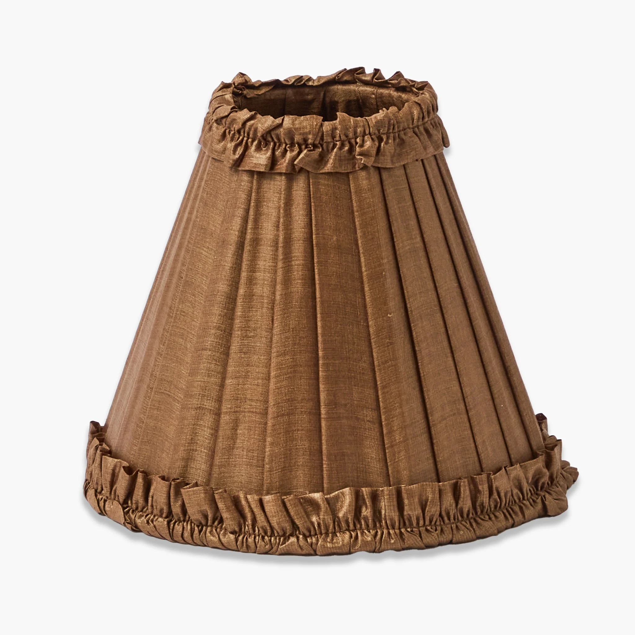Brown Frilled Silk Lampshade (18cm) - Image 7