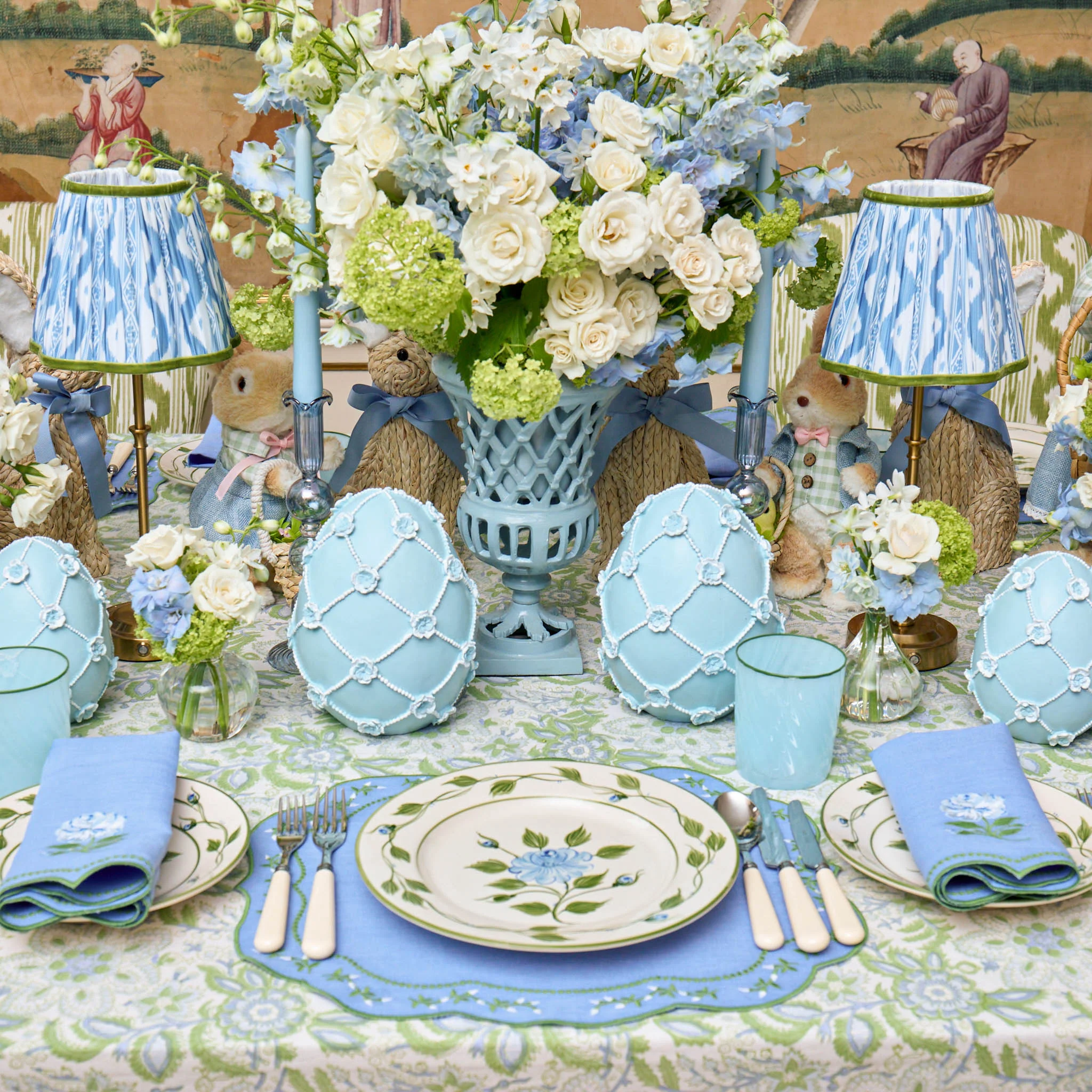 Blue Rose Bud Dinner Plate - Image 5
